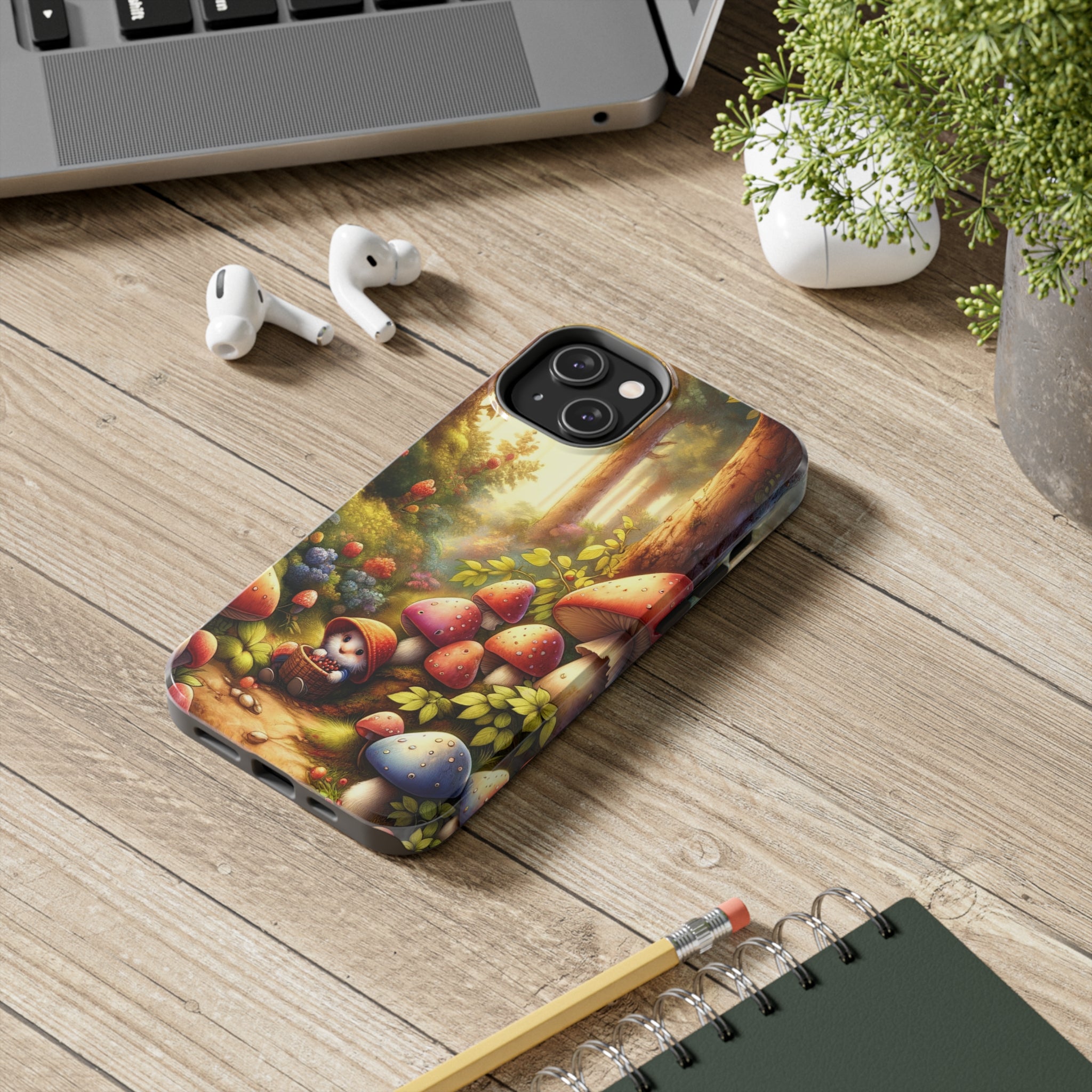 Gnomes sitting under mushroom - Tough Phone Case