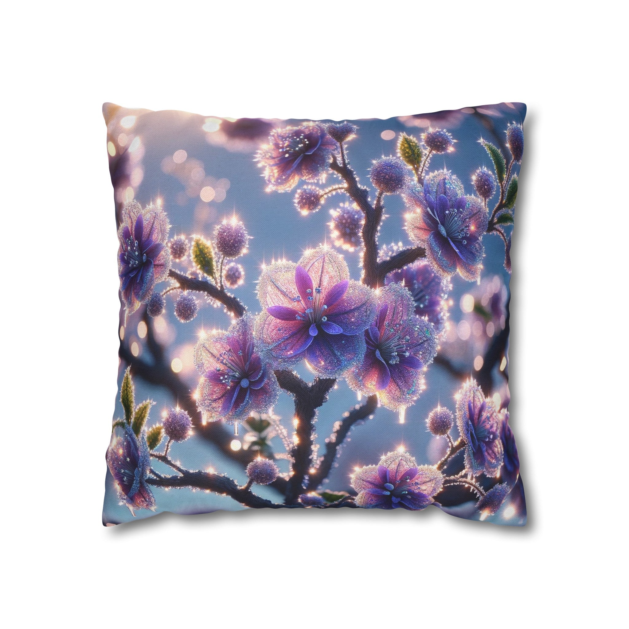 Purple diamond flowers (1) -  Polyester Square Pillowcase