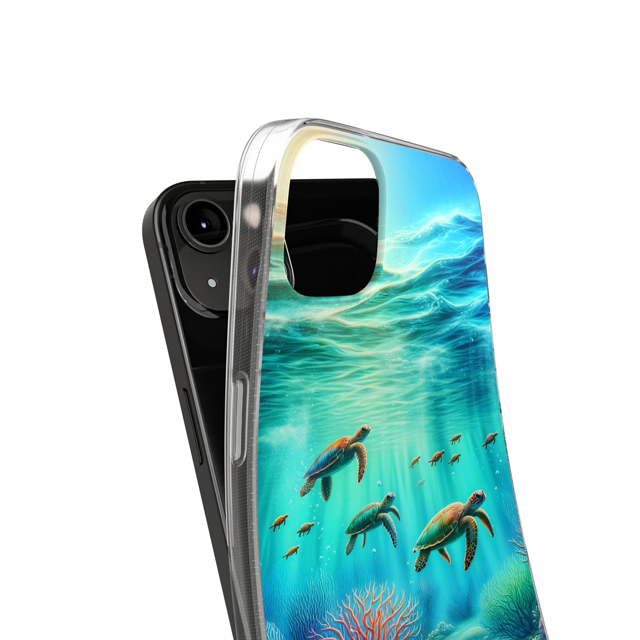 Turtles and coral reef - Soft Phone Case