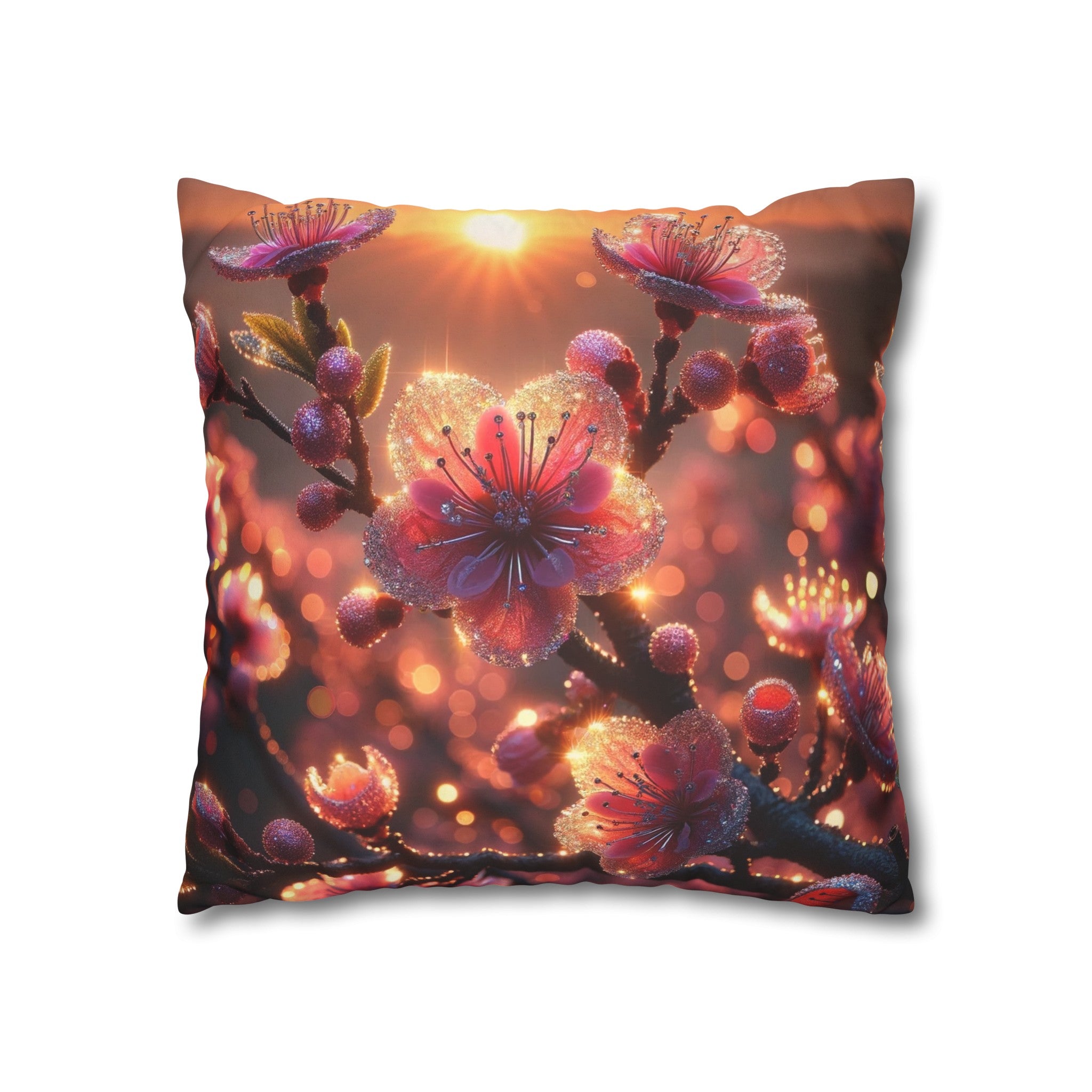 Pink diamond flowers (3) - Suede Square Pillowcase