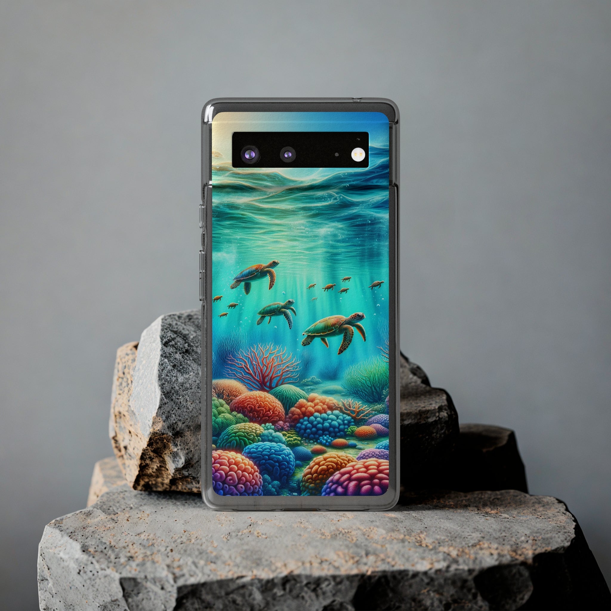 Turtles and coral reef - Soft Phone Case