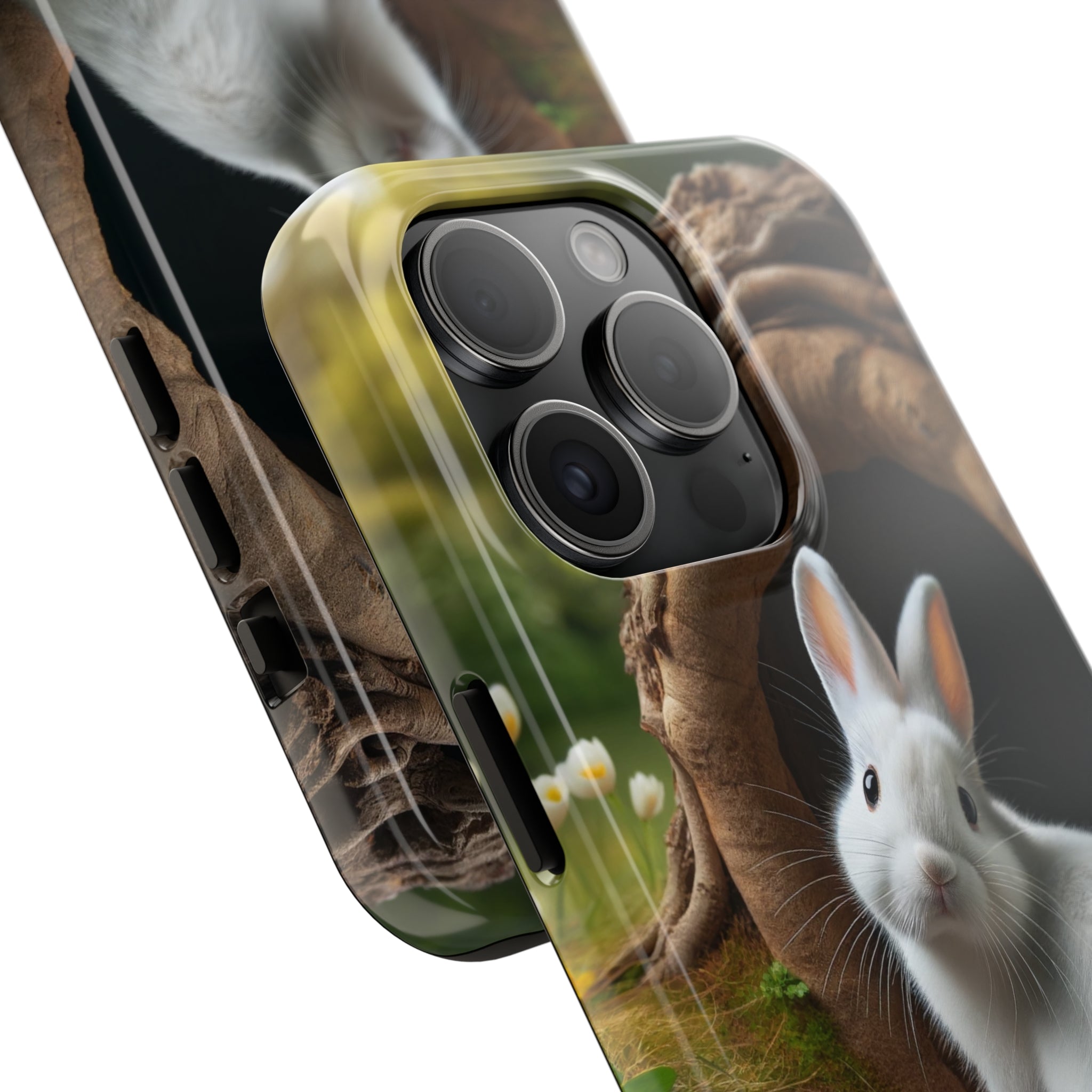 White curious rabbit - Tough Phone Case