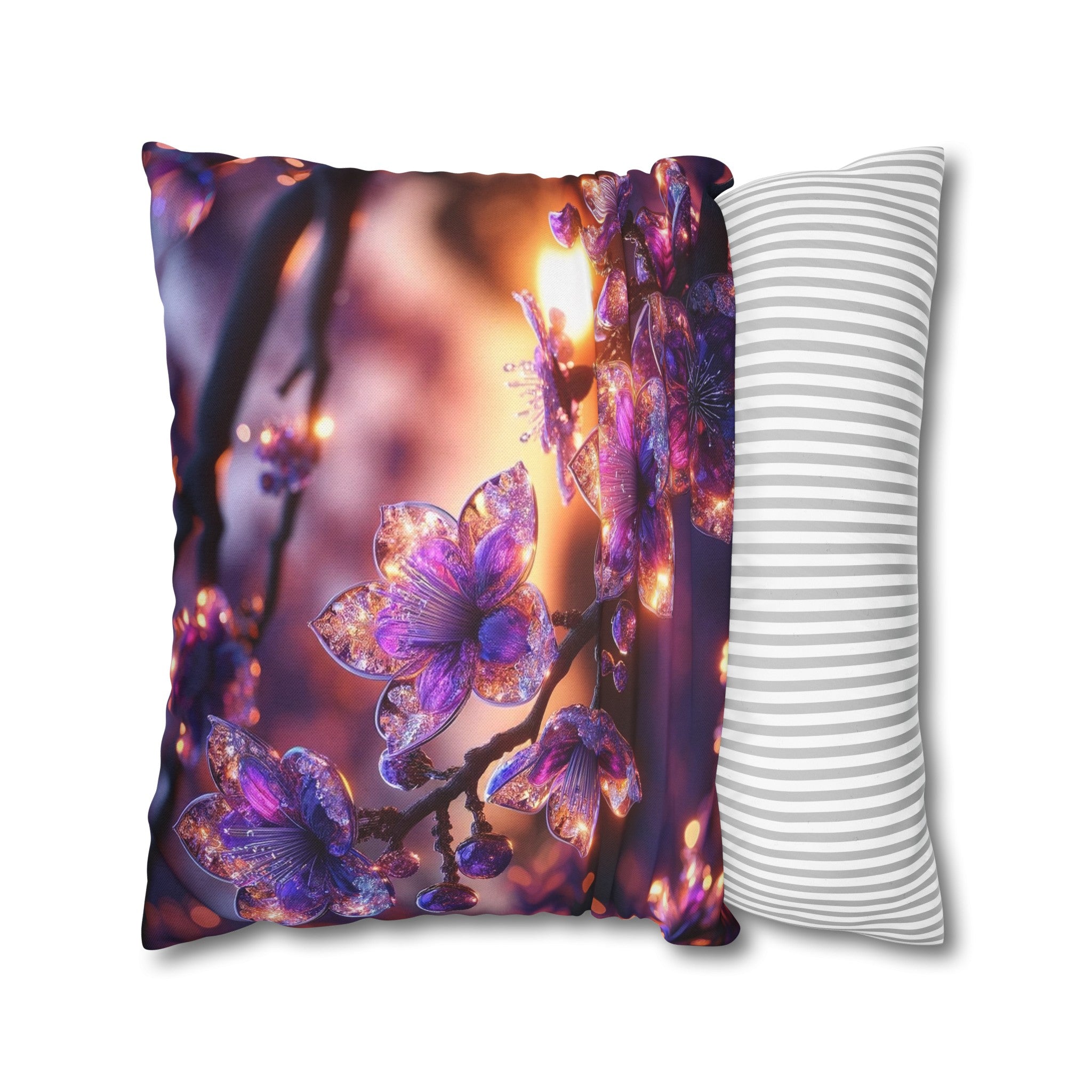 Purple diamond flowers (4) - Polyester Square Pillowcase