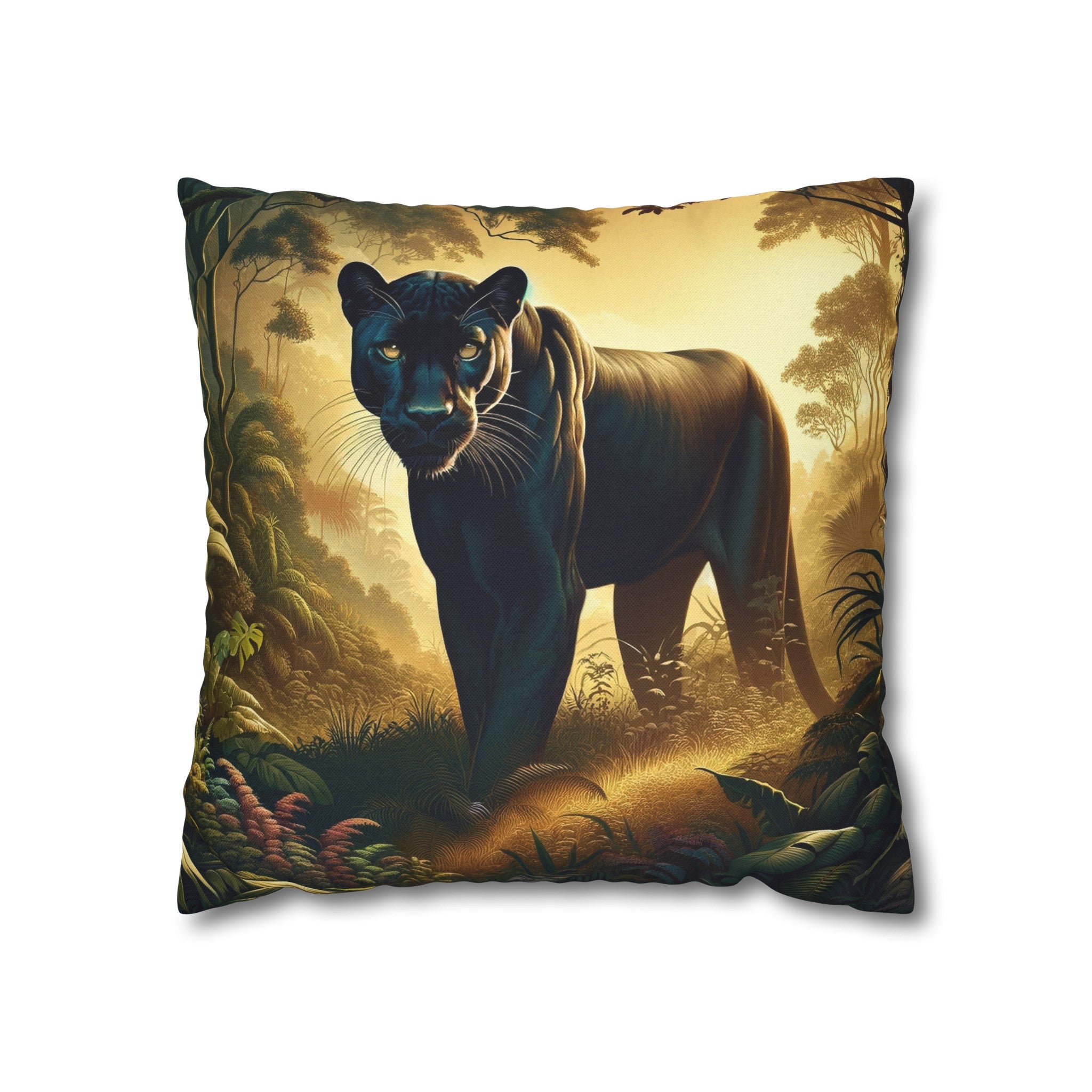 A Tiger walking in the jungle - Spun Polyester Square Pillowcase