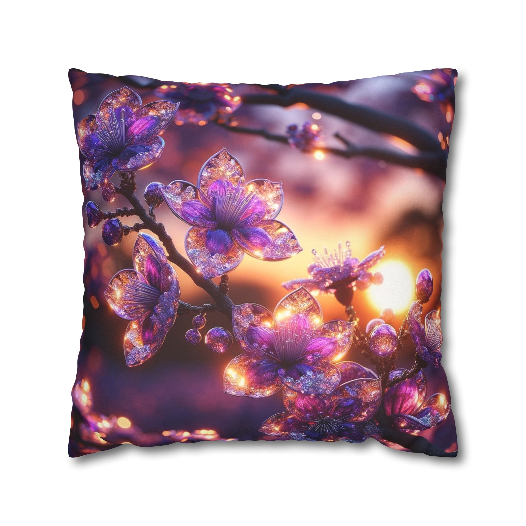 Purple diamond flowers (4) - Suede Square Pillowcase