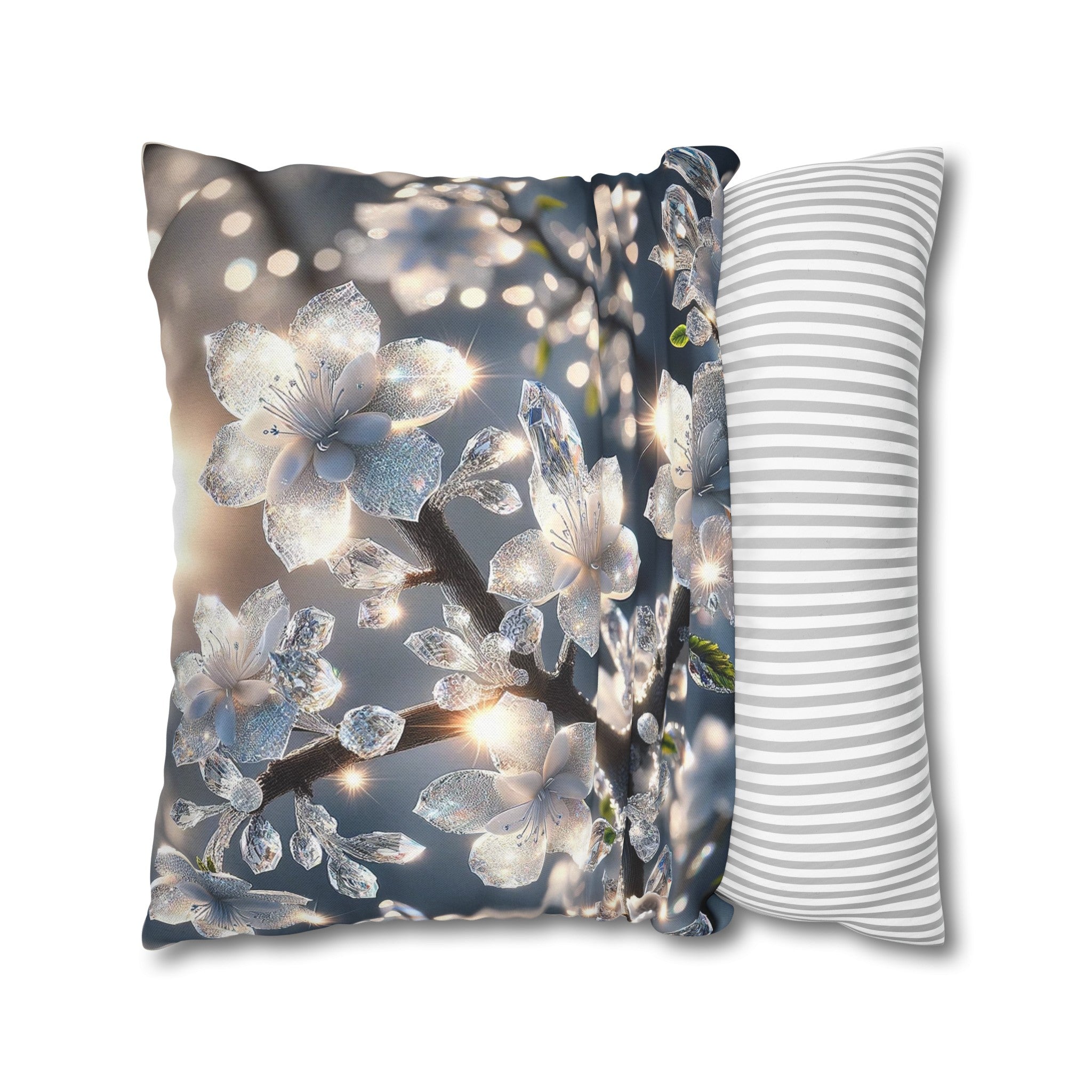 White diamond flowers (5) - Polyester Square Pillowcase