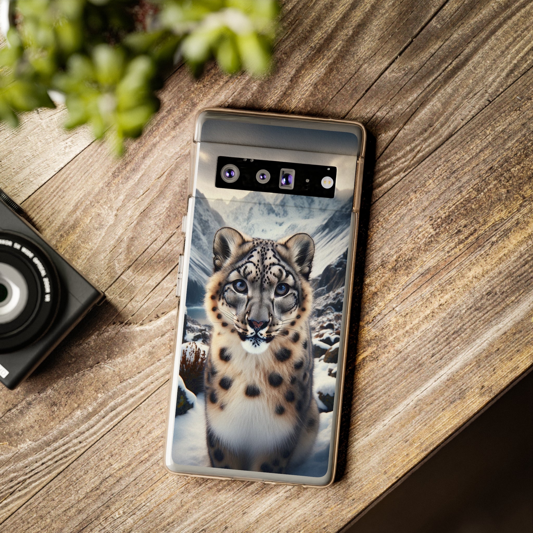 Curious Snow Leopard - Soft Phone Case