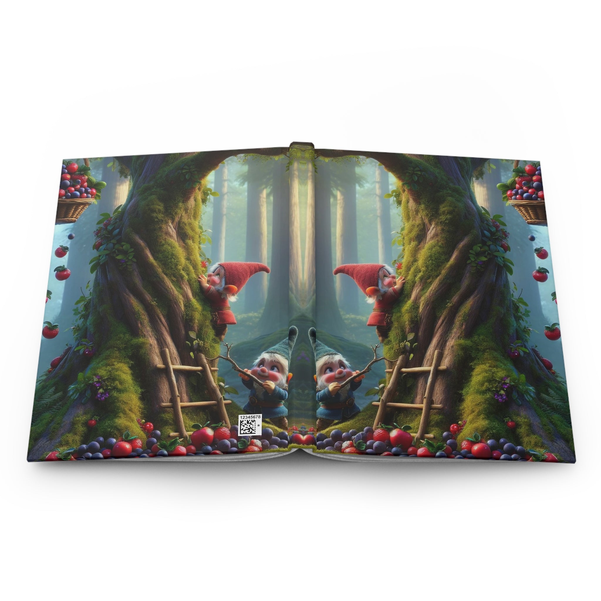 Gnomes climbing a tree - Hardcover Notebook