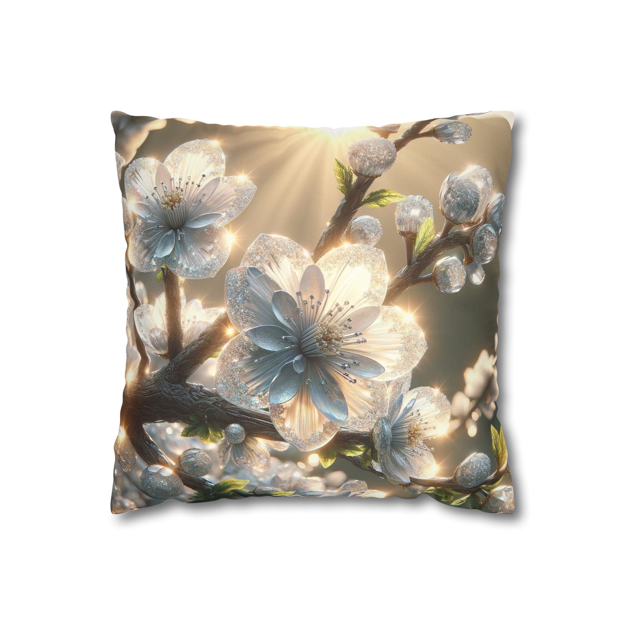 White, diamond flowers (2) - Suede Square Pillowcase