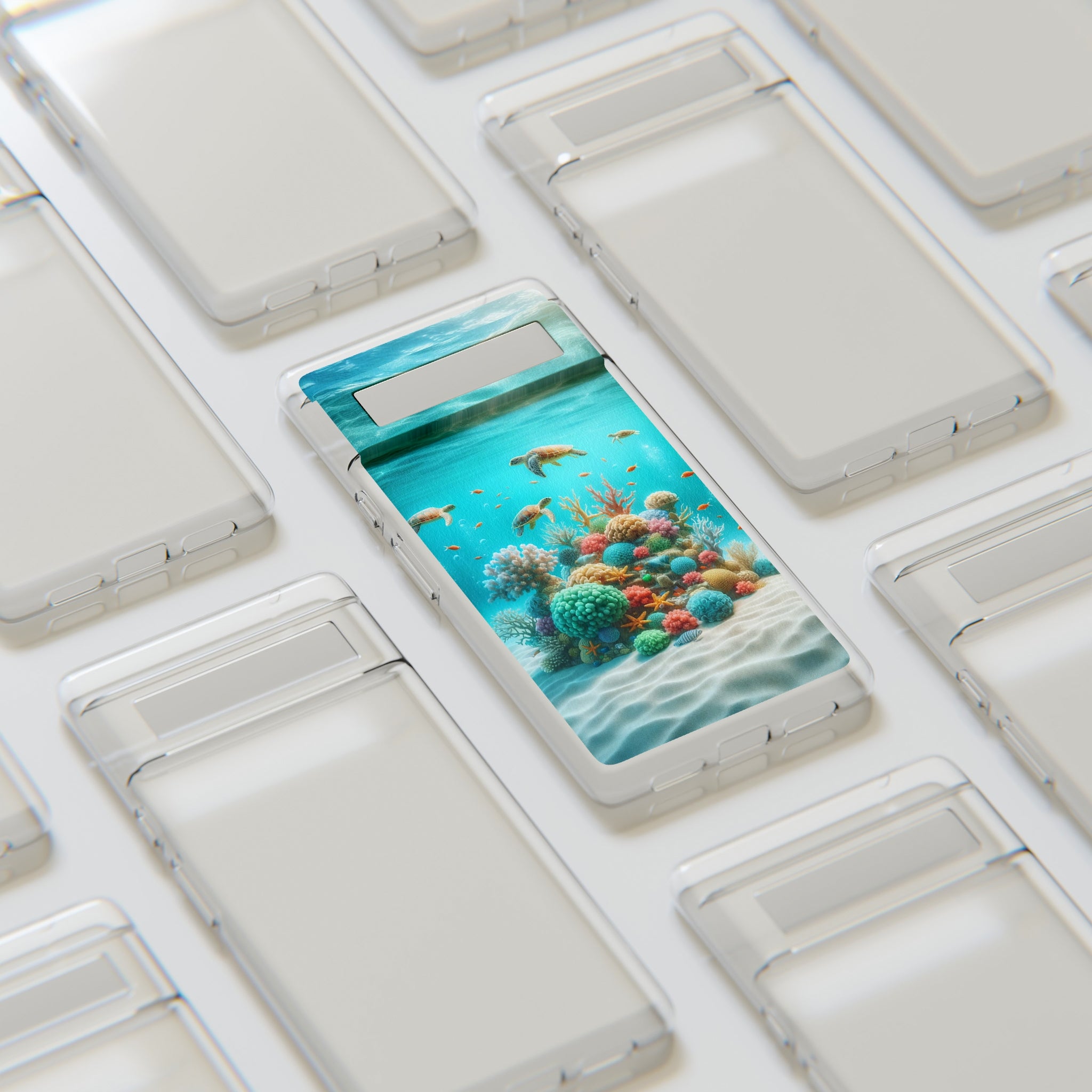 Turtles on coral reef - Soft Phone Case