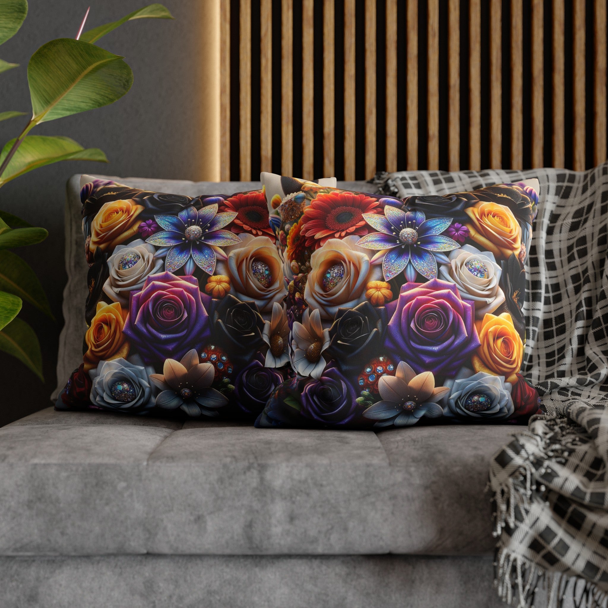 Colourful Bouquet (4) - Suede Square Pillowcase