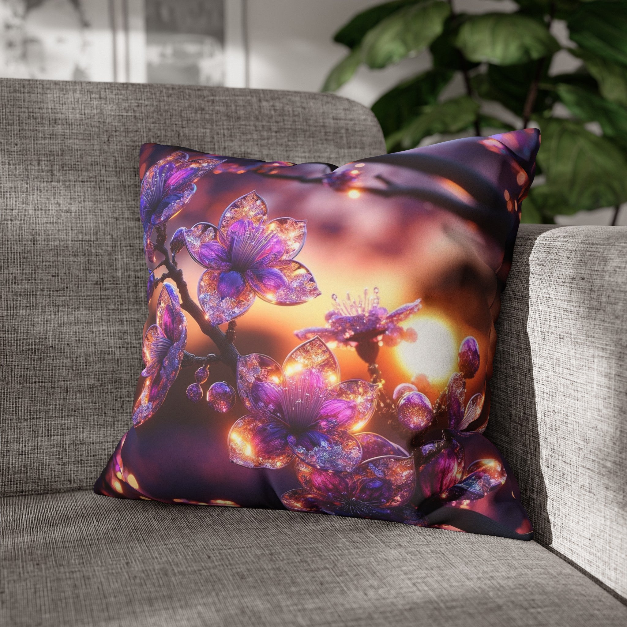 Purple diamond flowers (4) - Suede Square Pillowcase