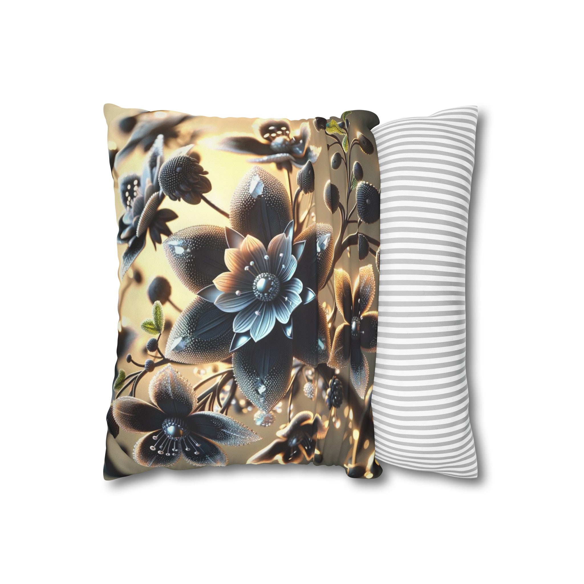 Black diamond flowers (4) - Suede Square Pillowcase