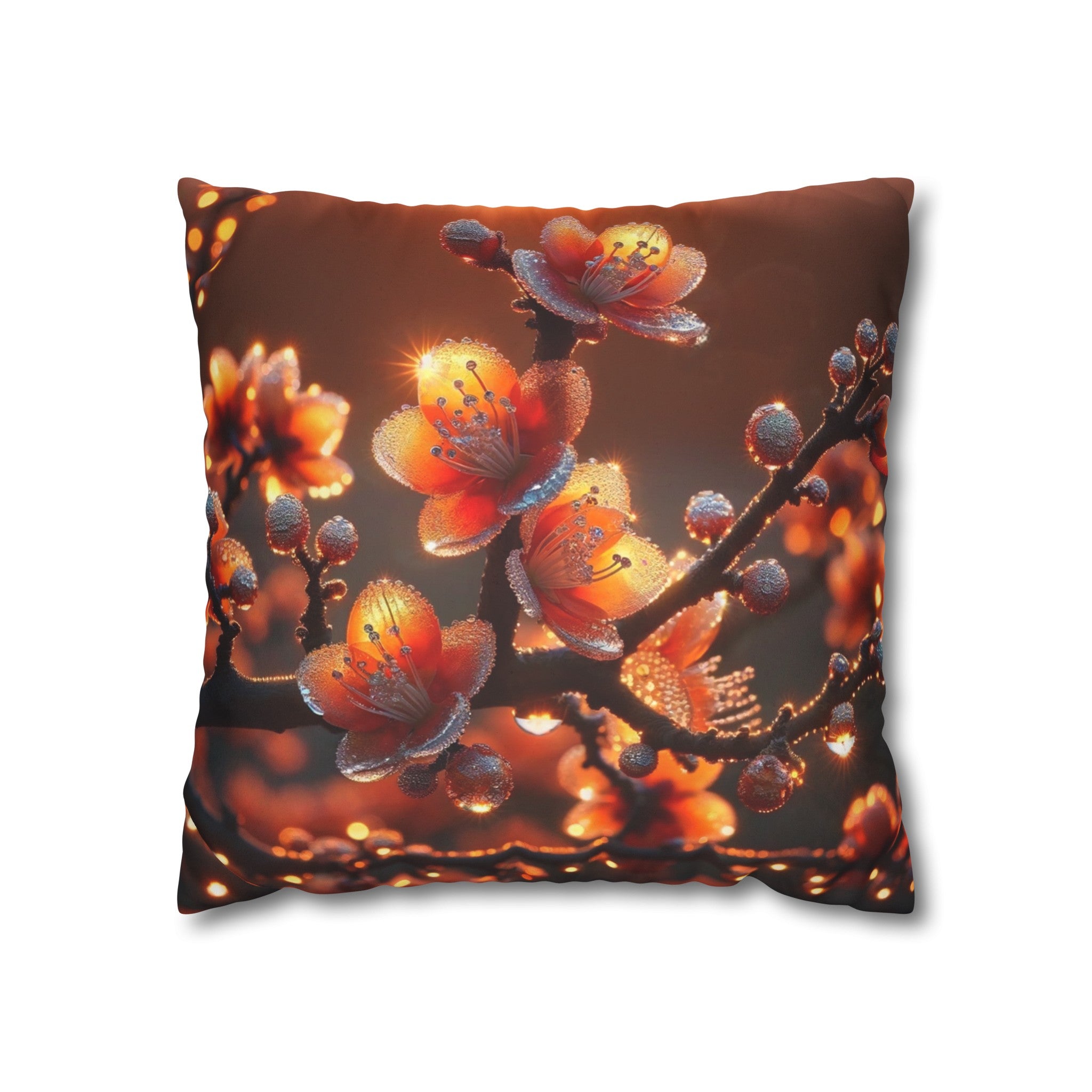 Orange diamond flowers (1) - Suede Square Pillowcase