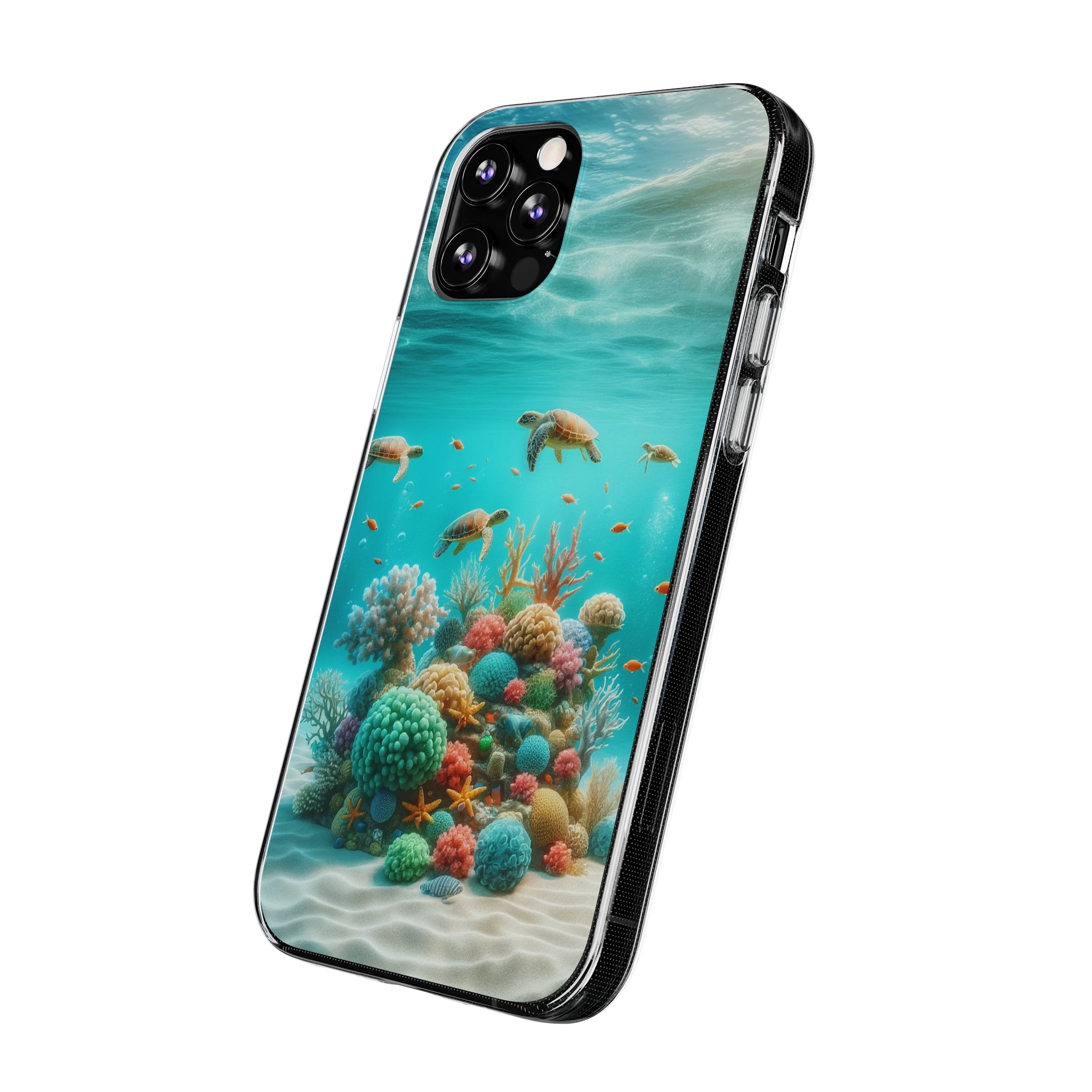 Turtles on coral reef - Soft Phone Case