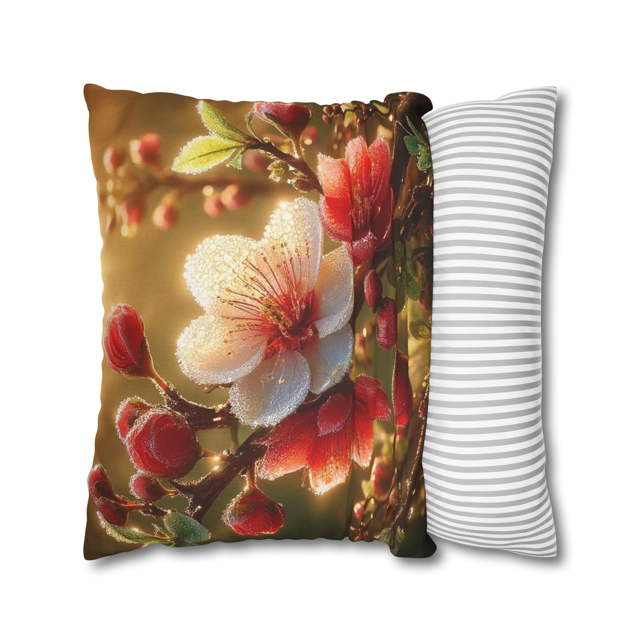 Red diamond flowers (4) - Polyester Square Pillowcase