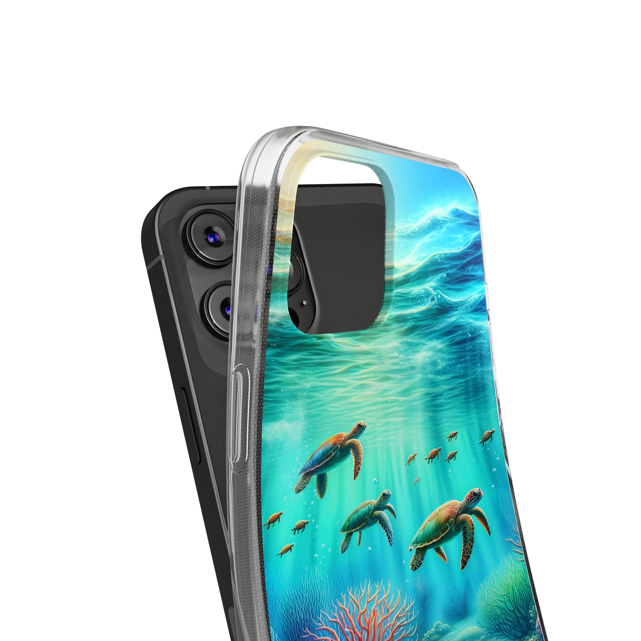 Turtles and coral reef - Soft Phone Case