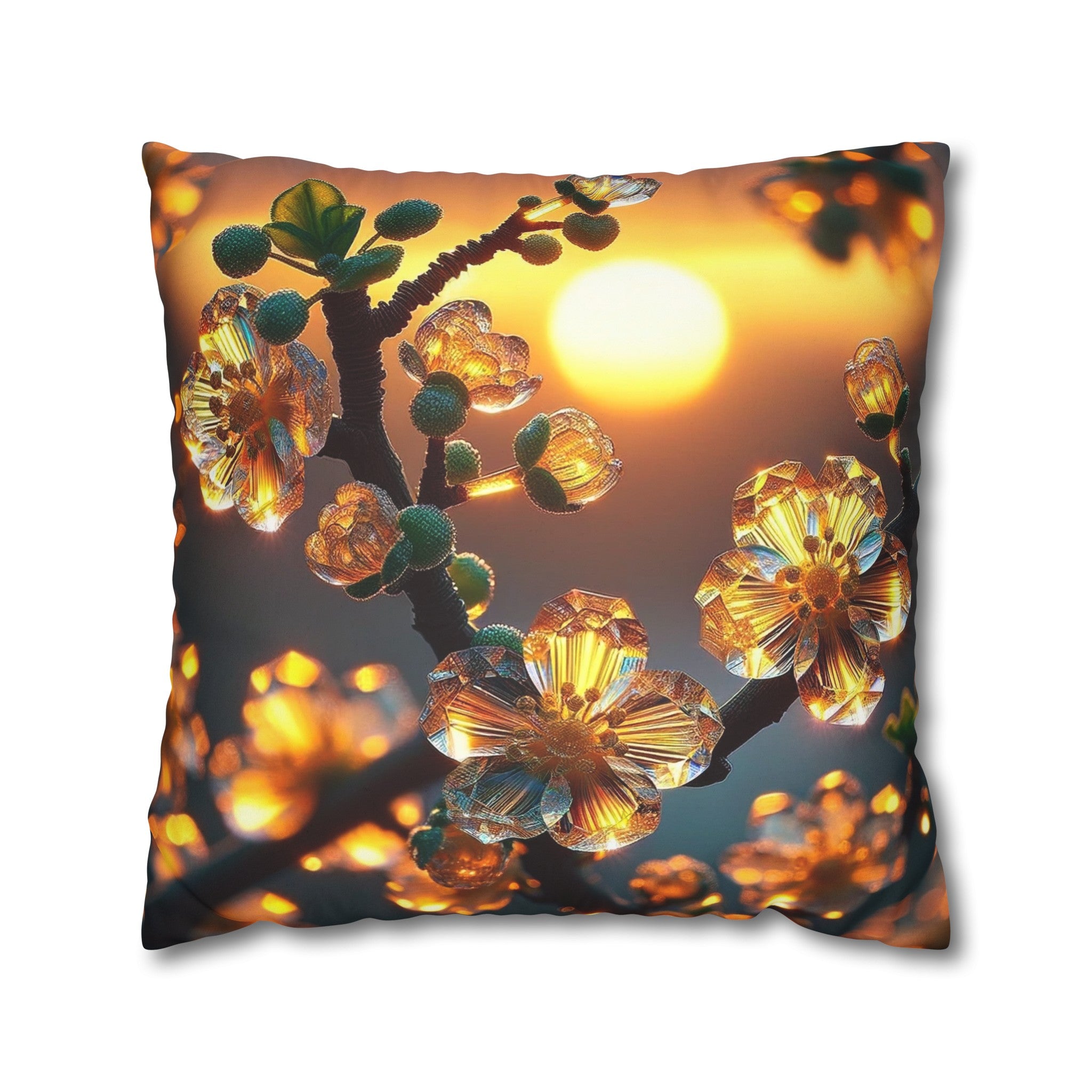 Yellow diamond flowers (4) - Suede Square Pillowcase