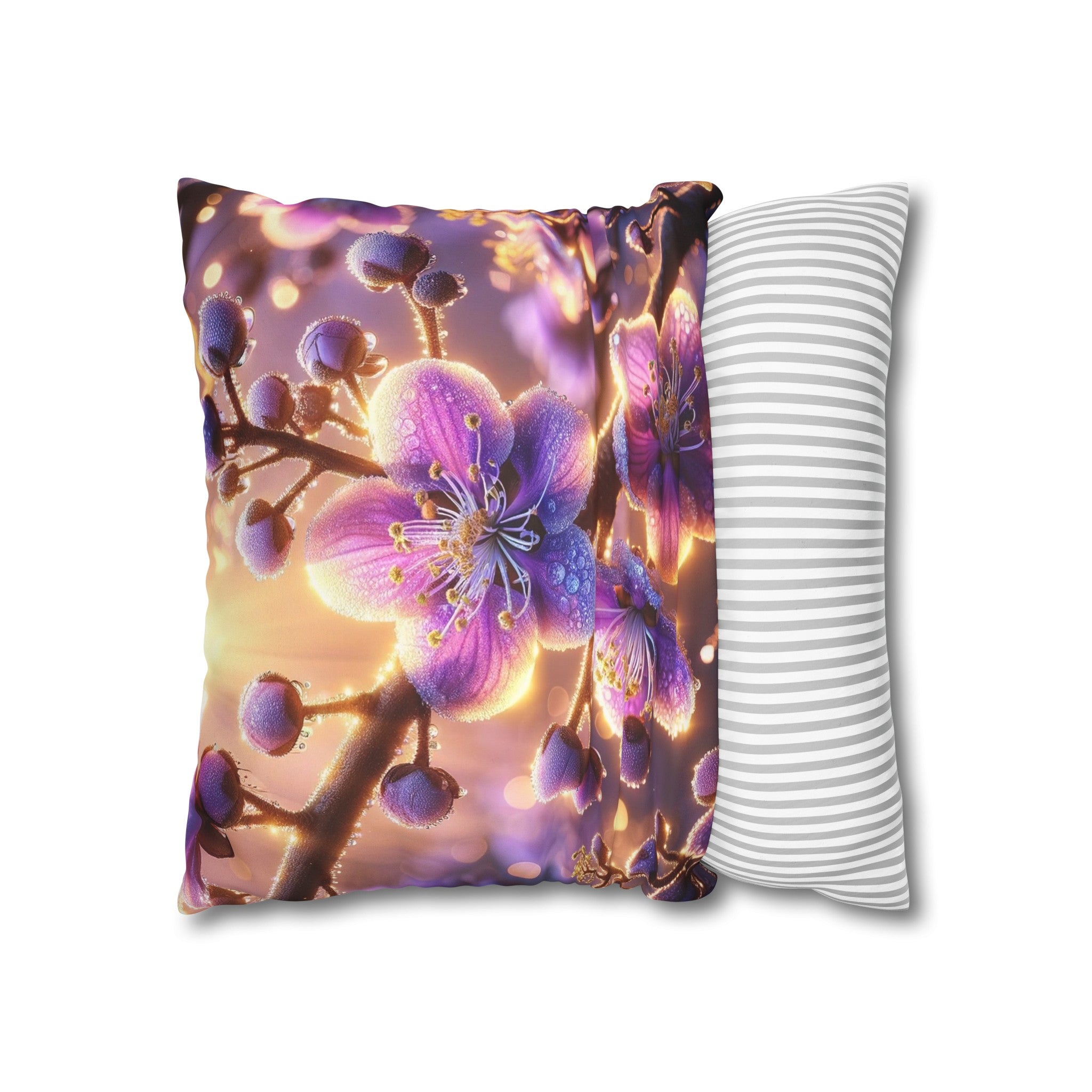 Purple diamond flowers (2) - Suede Square Pillowcase