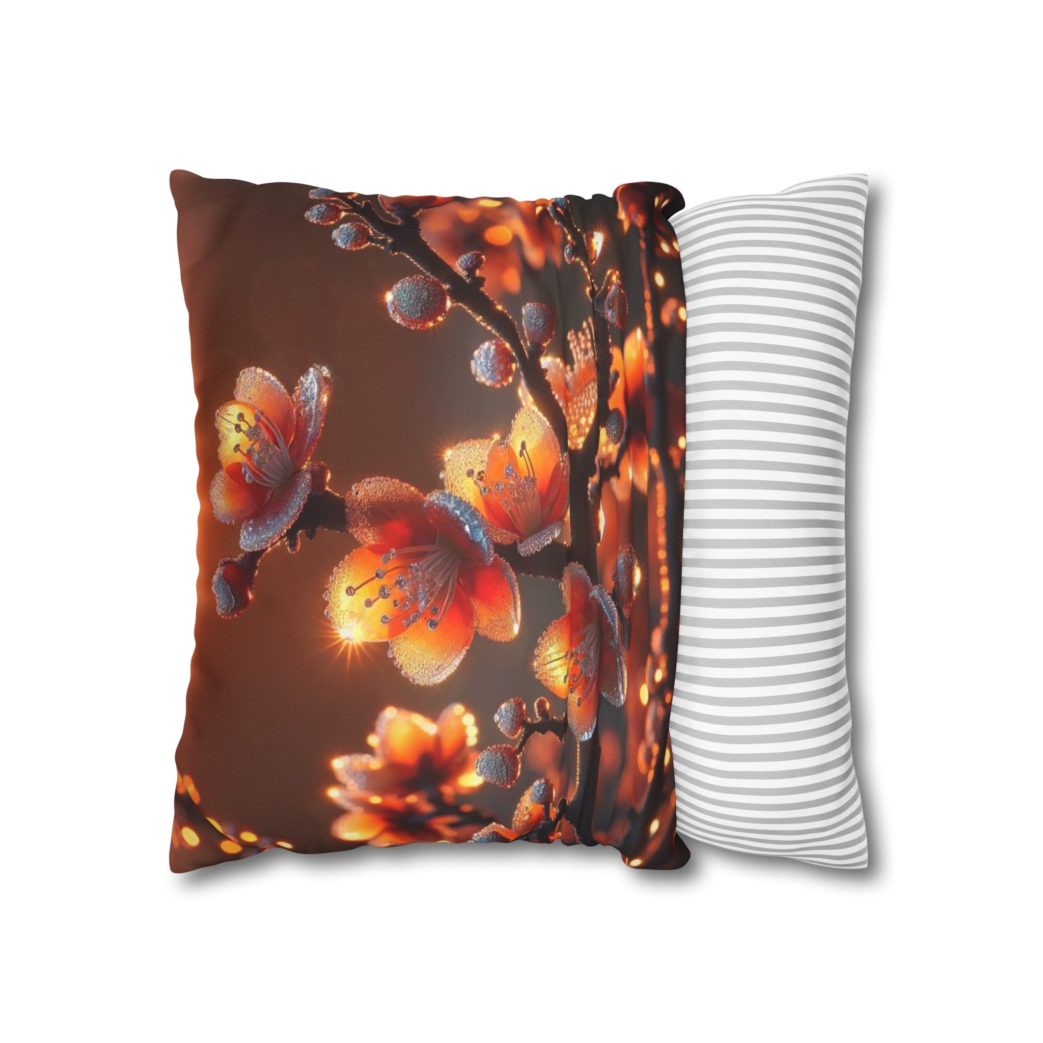 Orange diamond flowers (1) - Suede Square Pillowcase