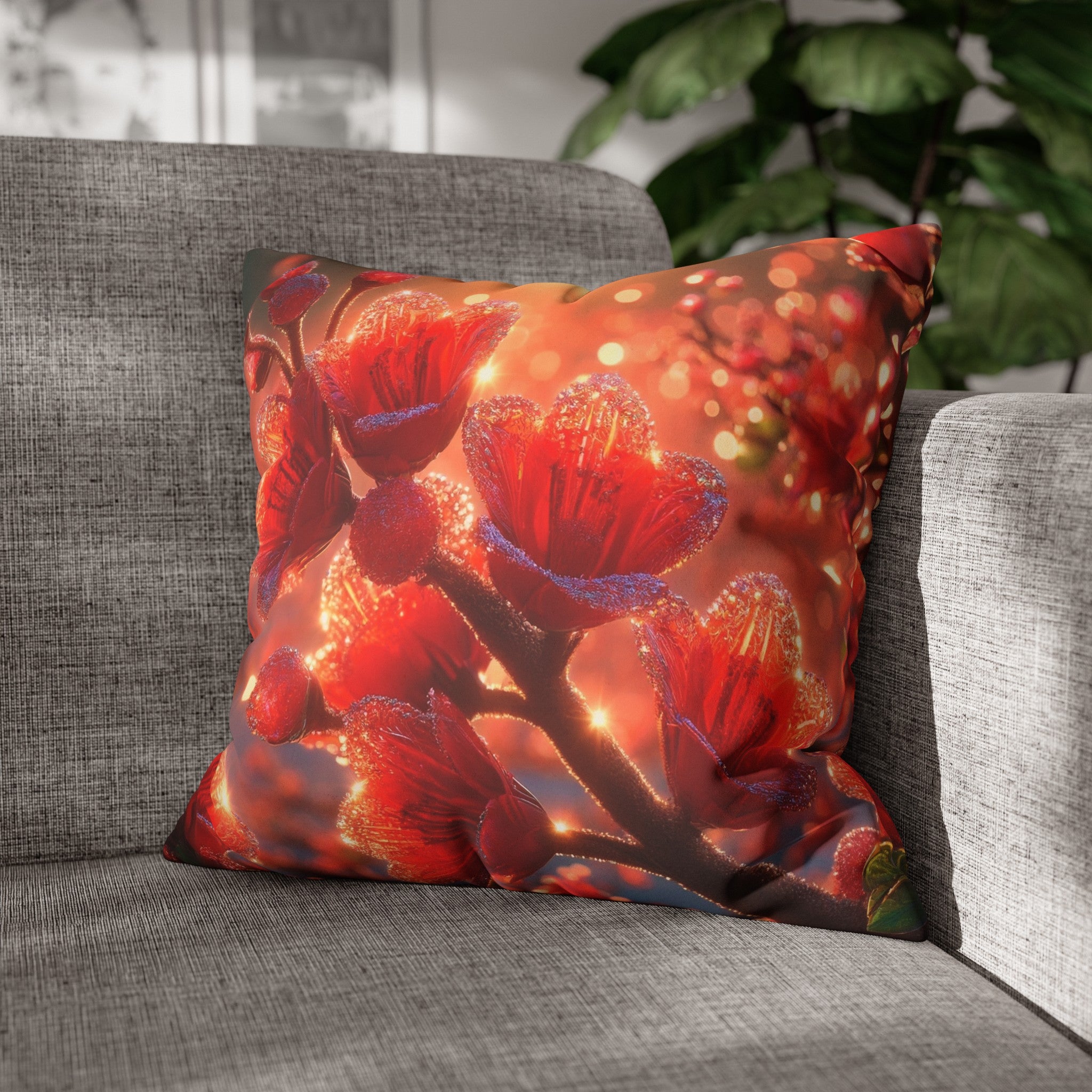 Red diamond flowers (2) - Suede Square Pillowcase