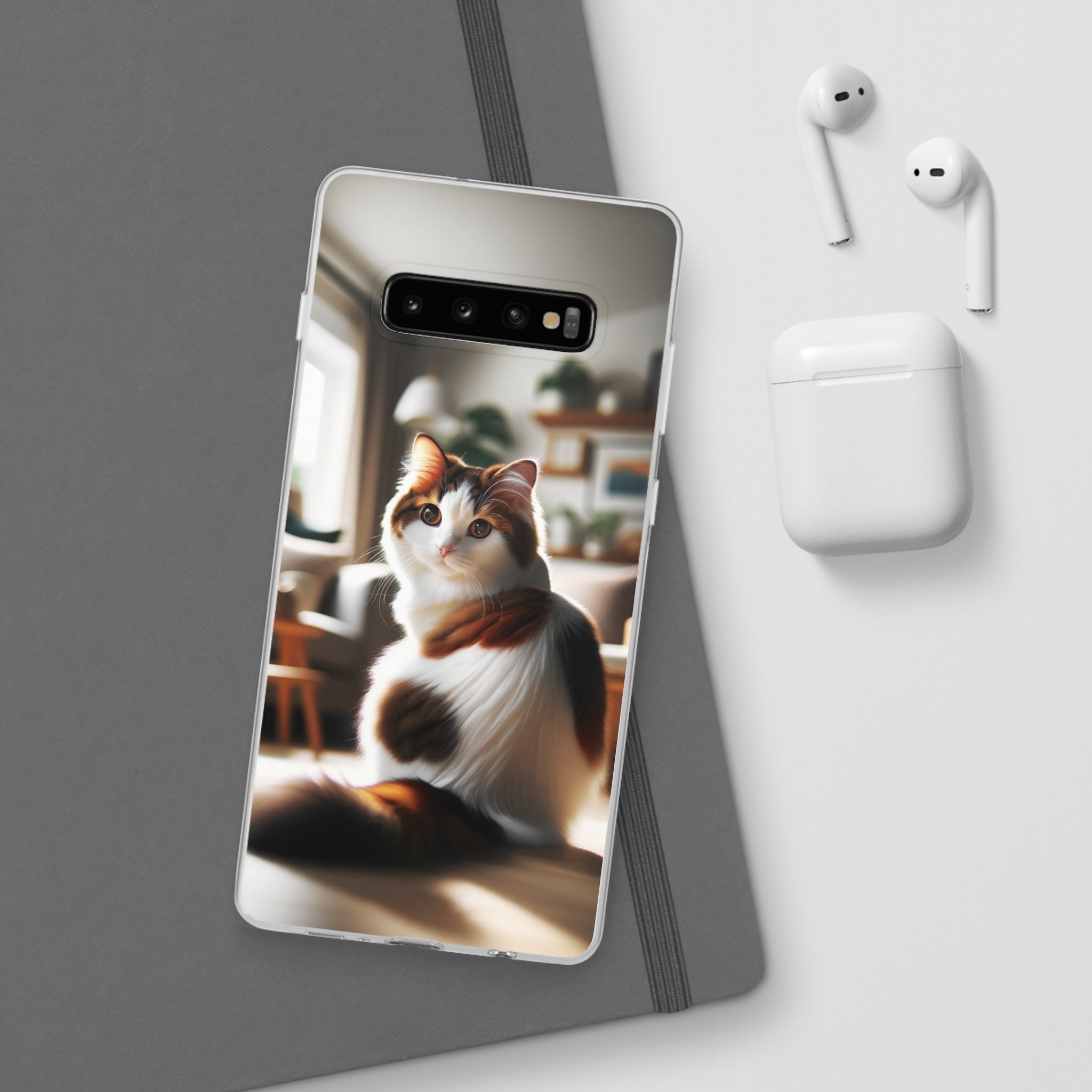 Curious, white-brown cat - Flexi Case (Samsung only)