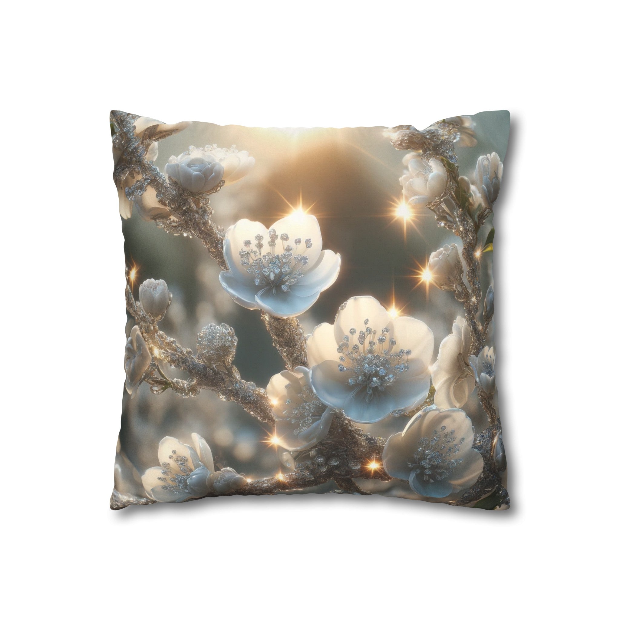 White, diamond flowers (1) - Suede Square Pillowcase