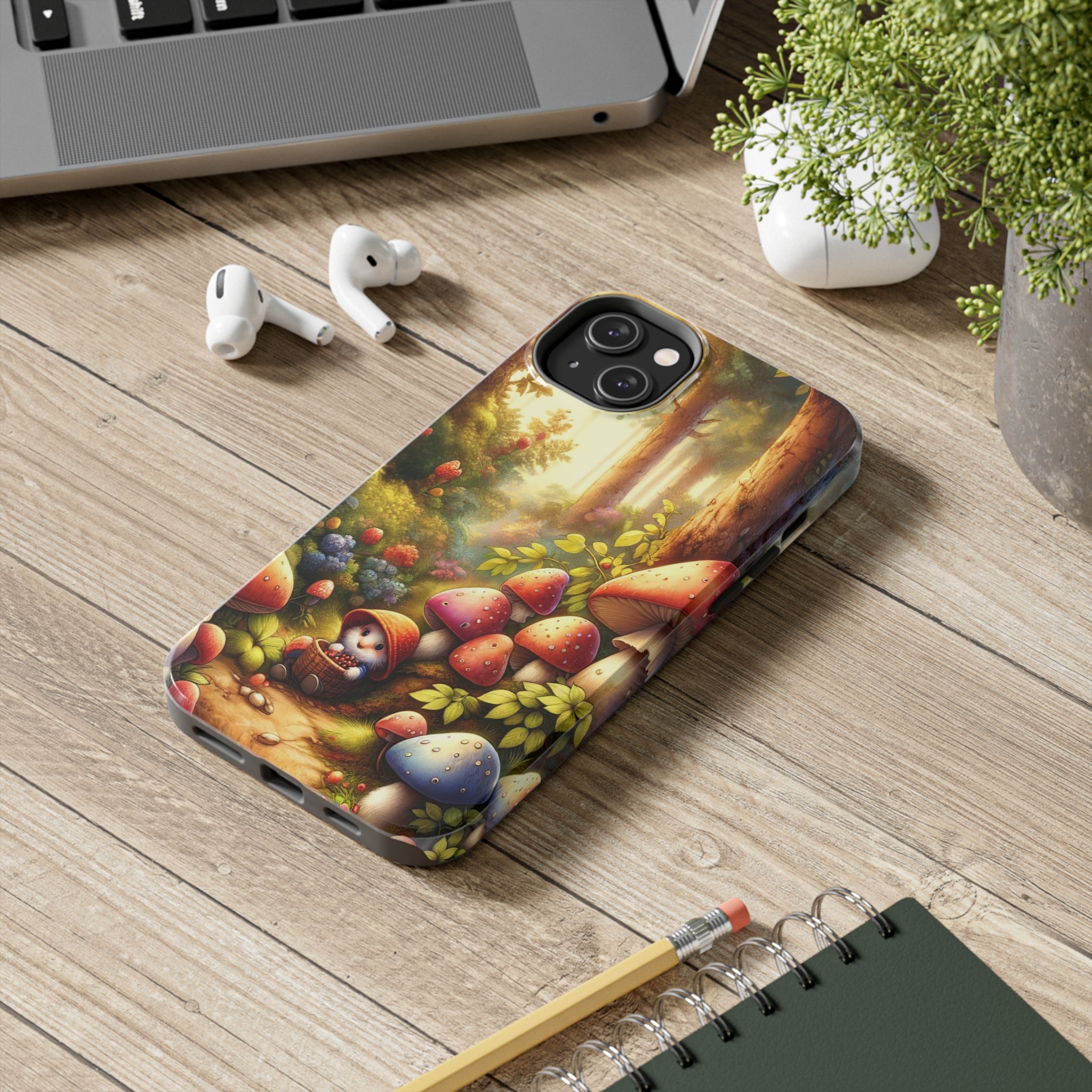 Gnomes sitting under mushroom - Tough Phone Case