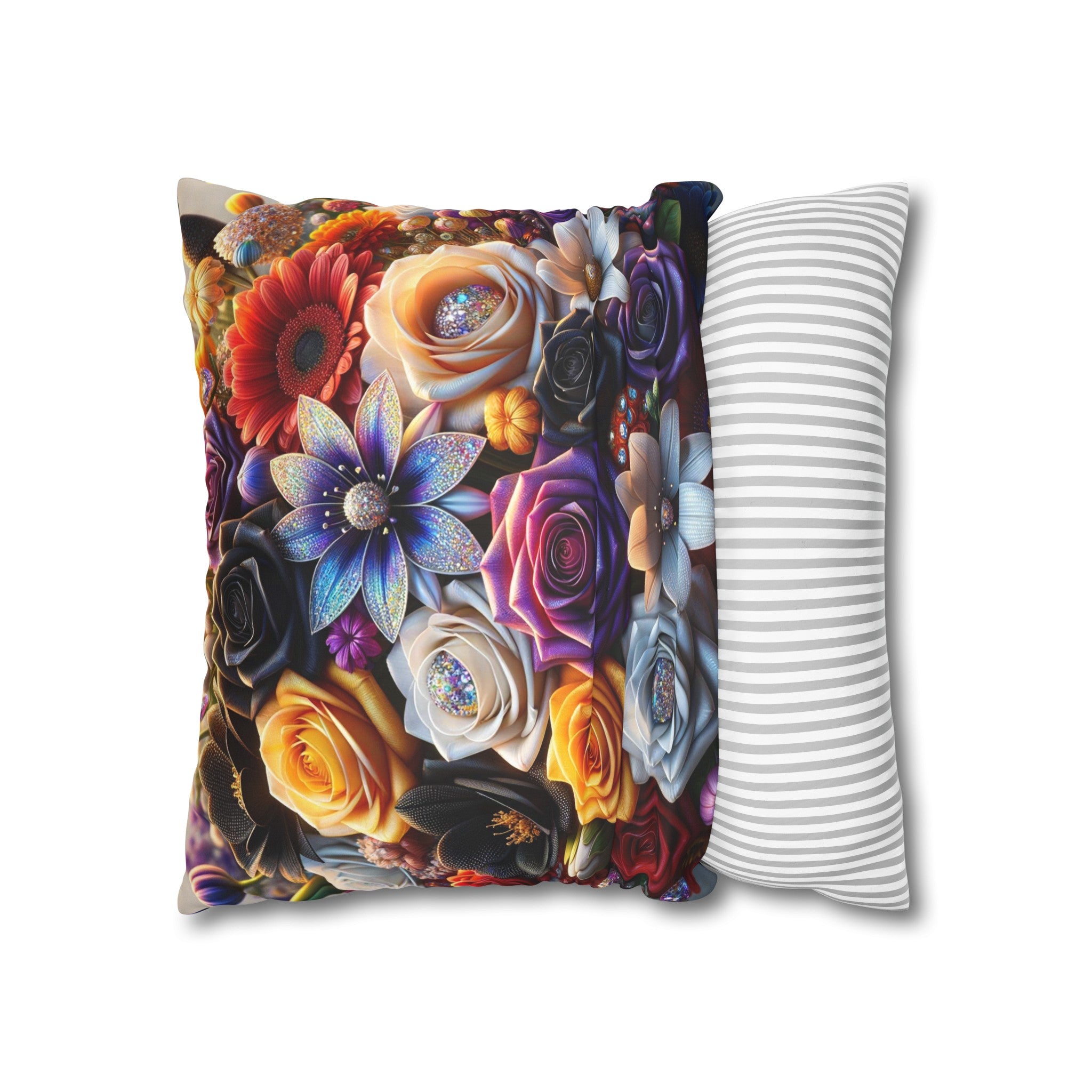 Colourful Bouquet (4) - Suede Square Pillowcase