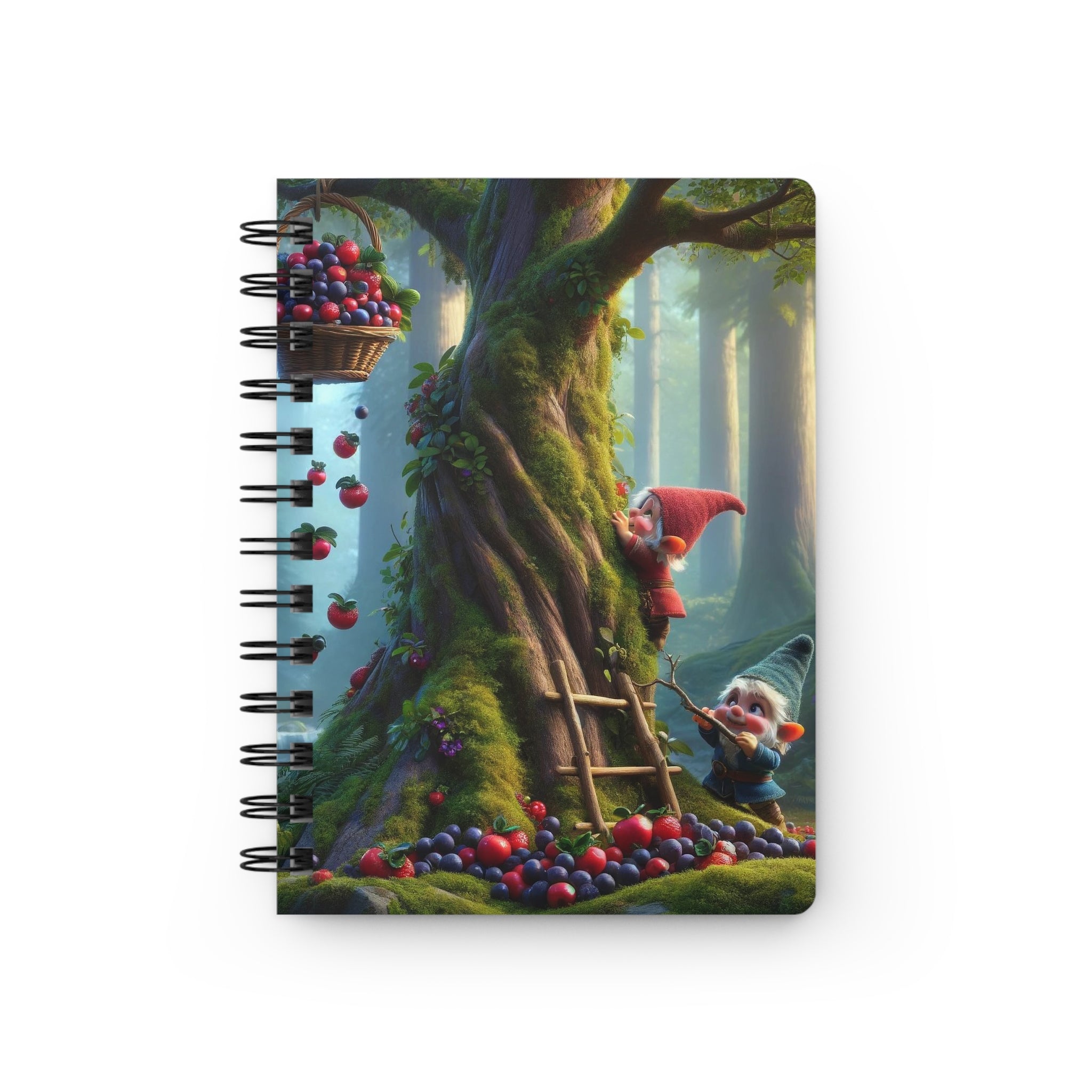 Gnomes climbing in a tree - Spiral Notebook