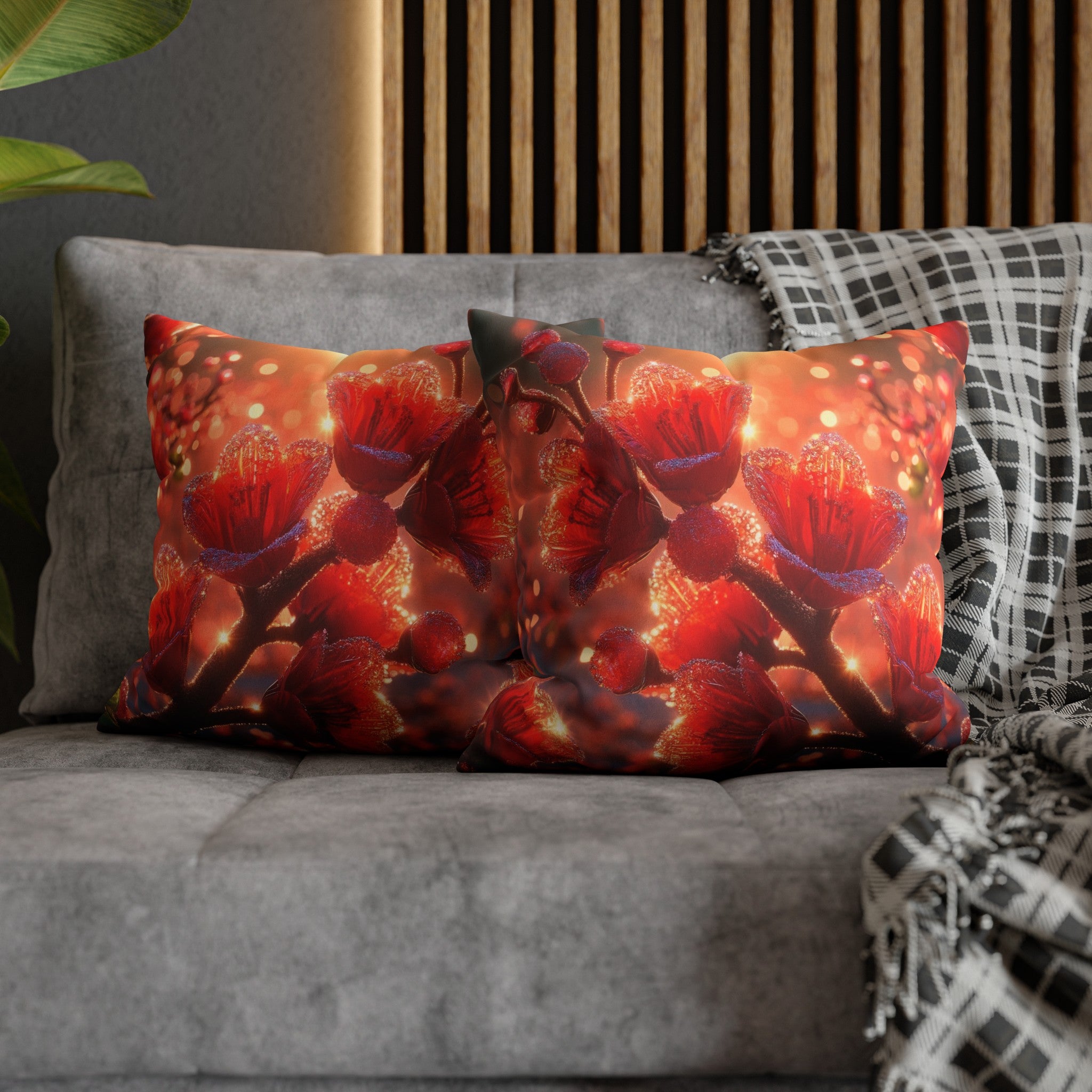 Red diamond flowers (2) - Suede Square Pillowcase