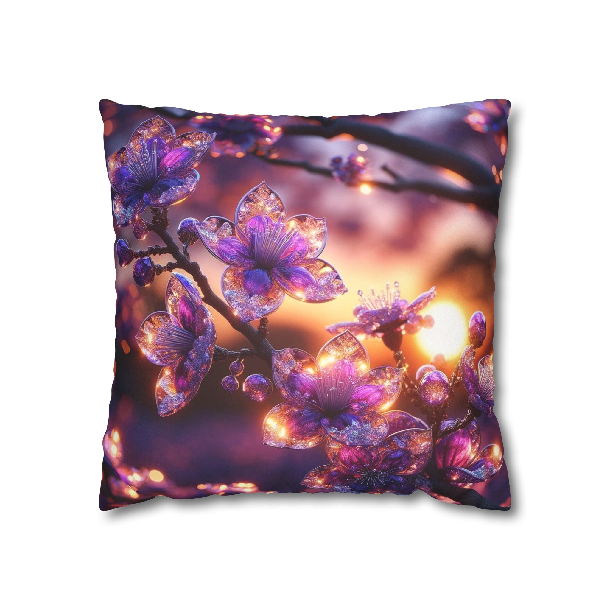 Purple diamond flowers (4) - Suede Square Pillowcase