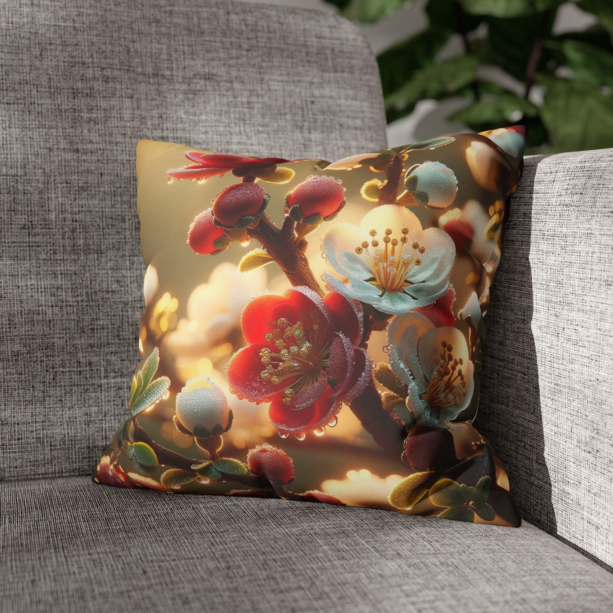 Red diamond flowers (6) - Suede Square Pillowcase