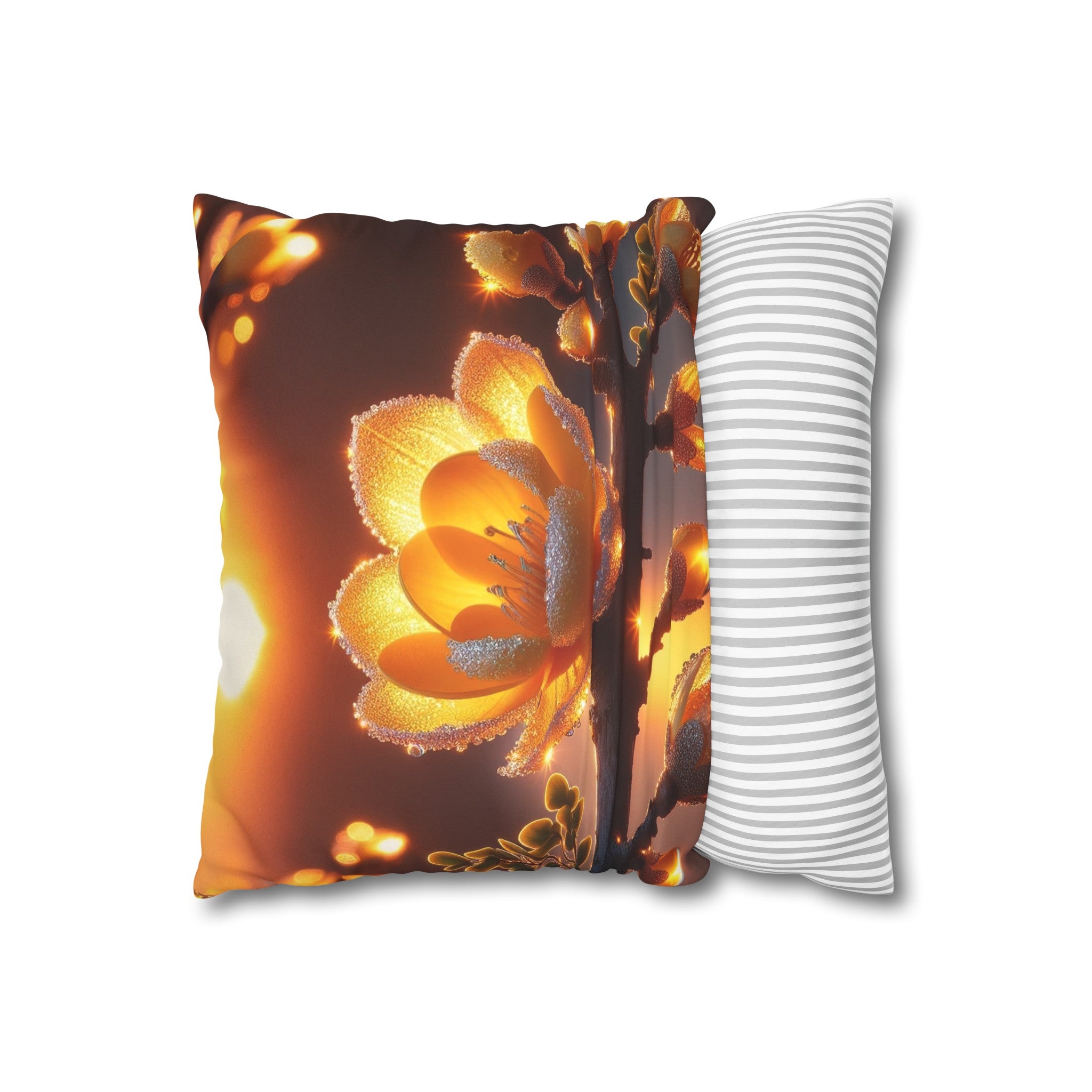 Yellow, diamond flowers (1) - Suede Square Pillowcase