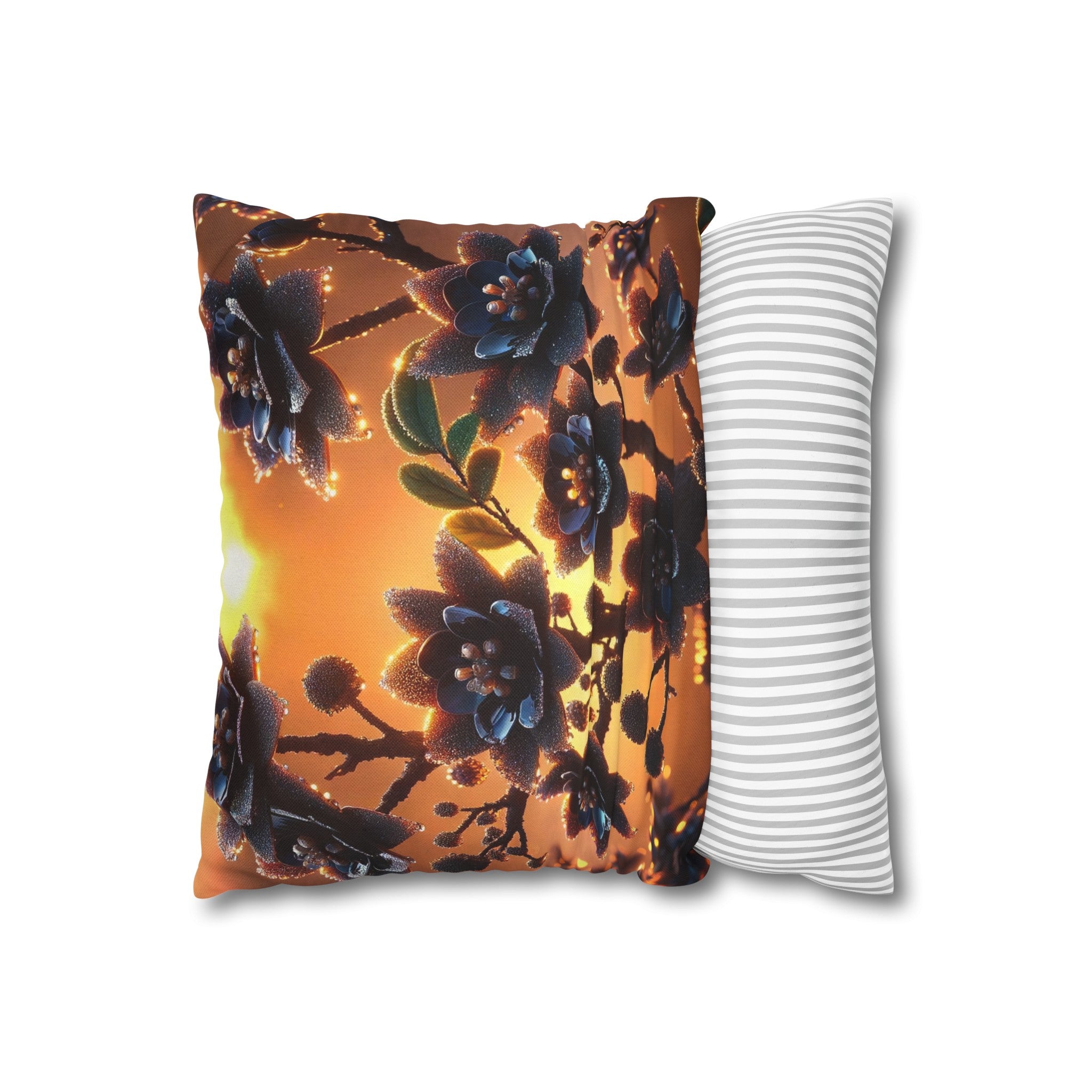 Black diamond flowers (4) - Polyester Square Pillowcase