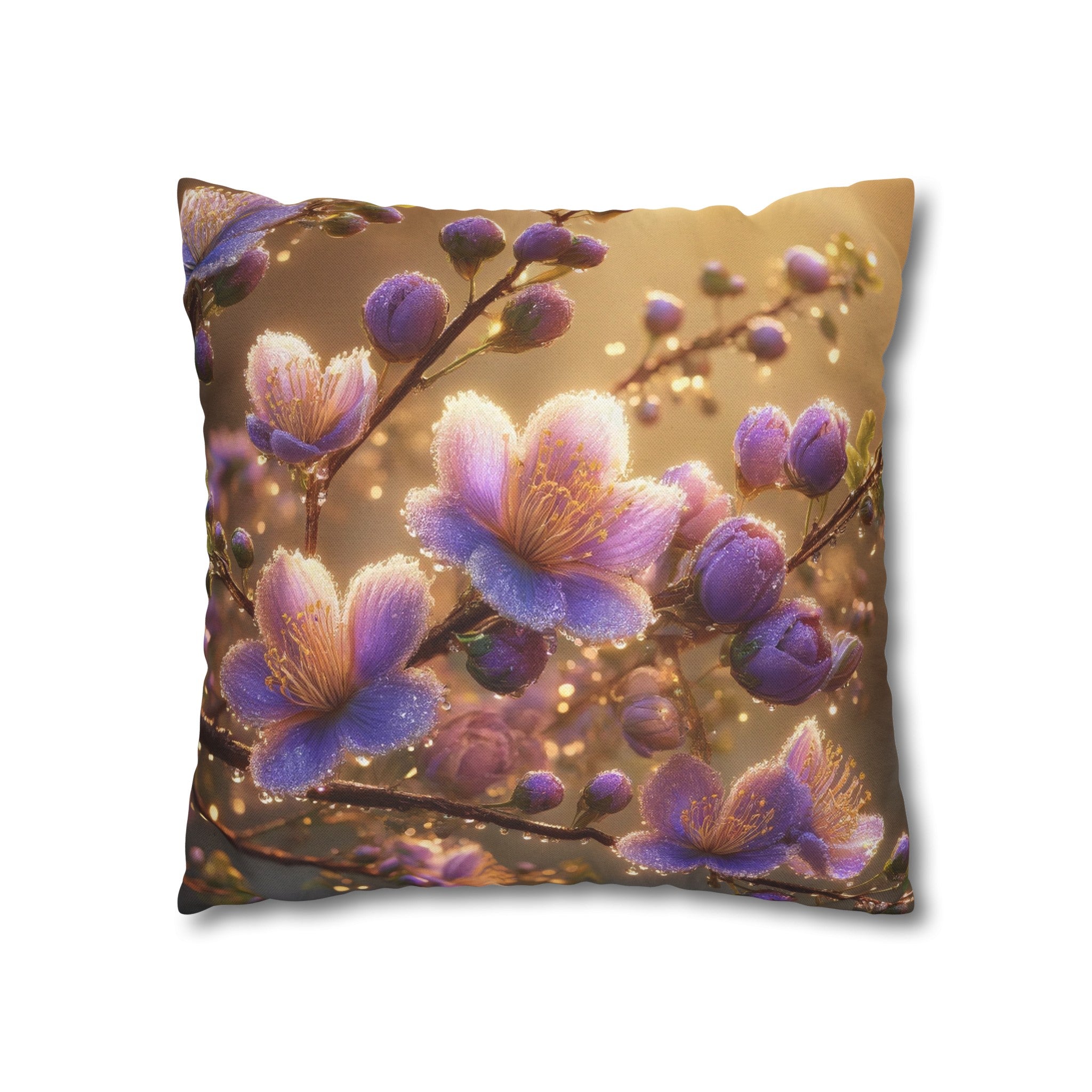 Purple diamond flowers (3) - Polyester Square Pillowcase