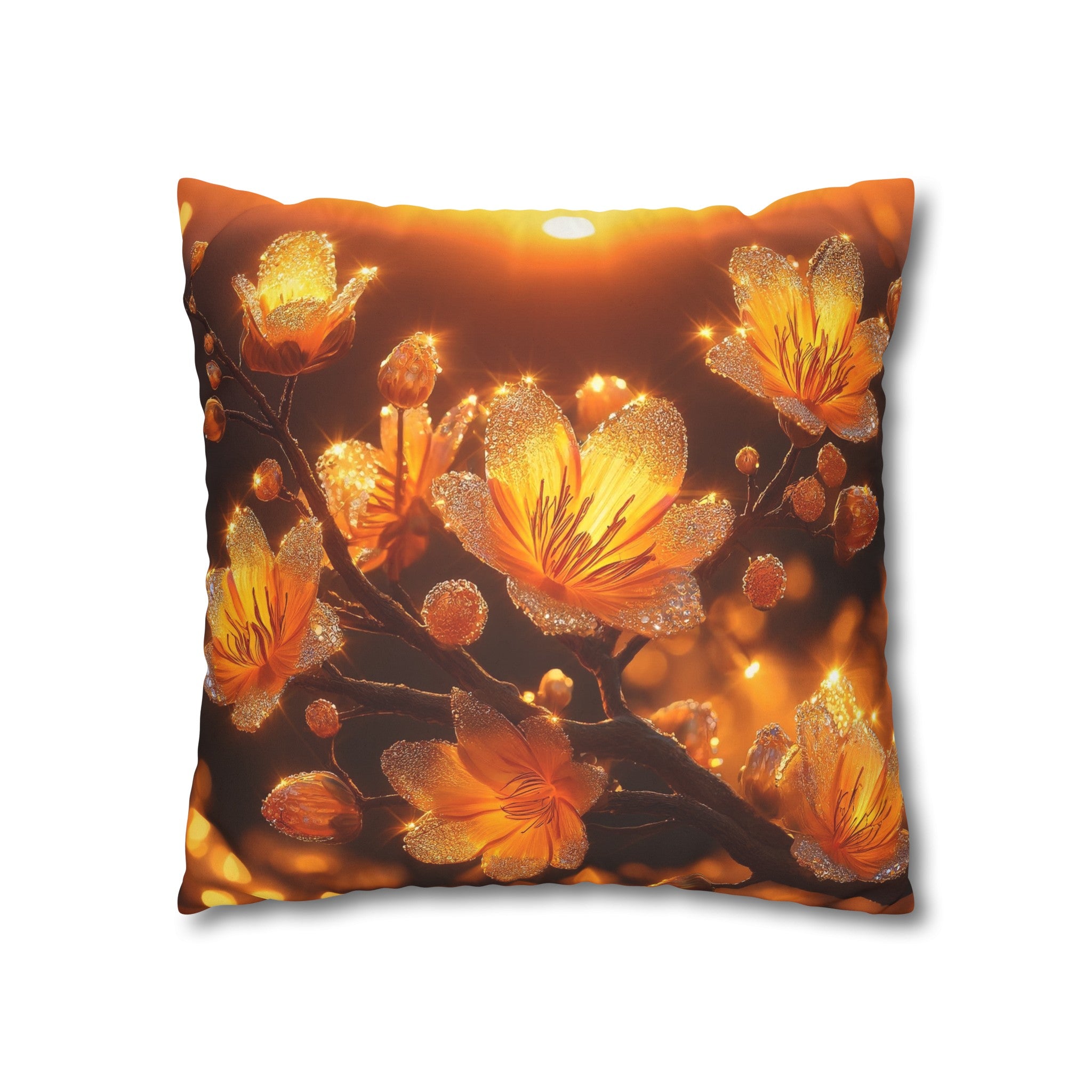 Yellow diamond flowers (3) - Suede Square Pillowcase