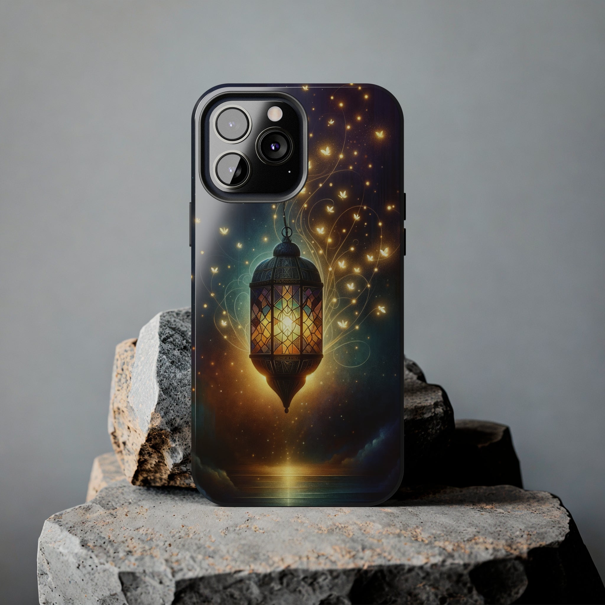 Fireflies around lamp - Tough Phone Case