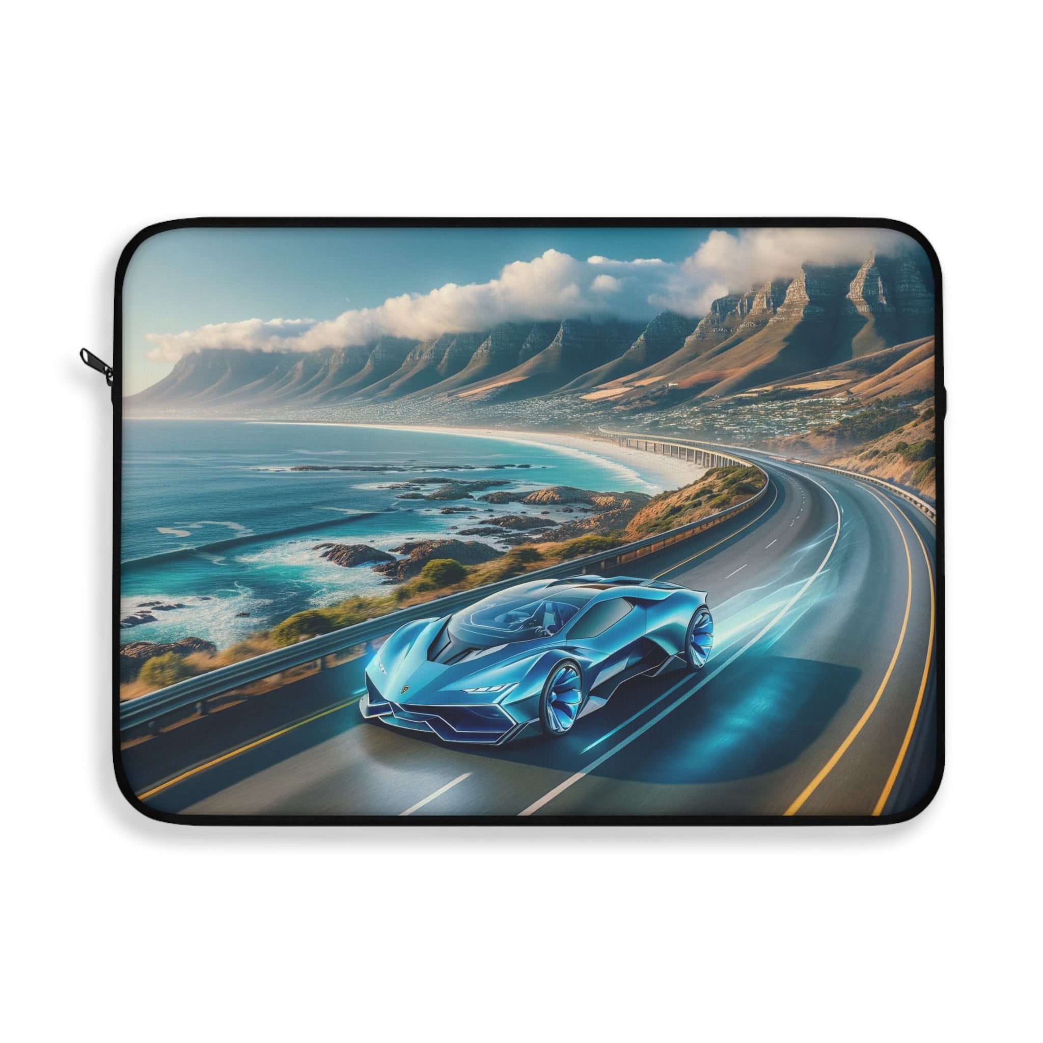 Blue car driving in Cape town - Laptop Sleeve