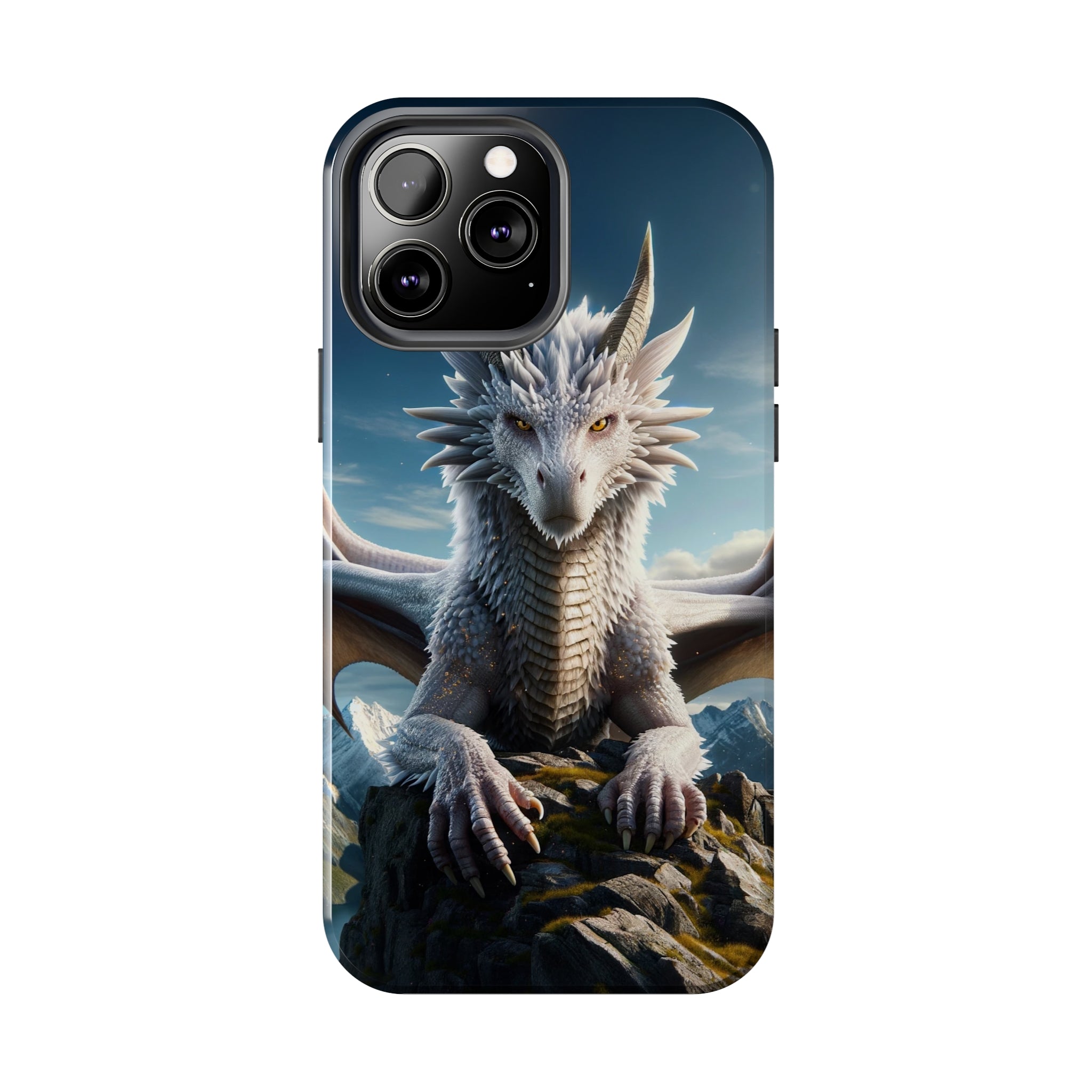 White dragon on a rock - Tough Phone Case