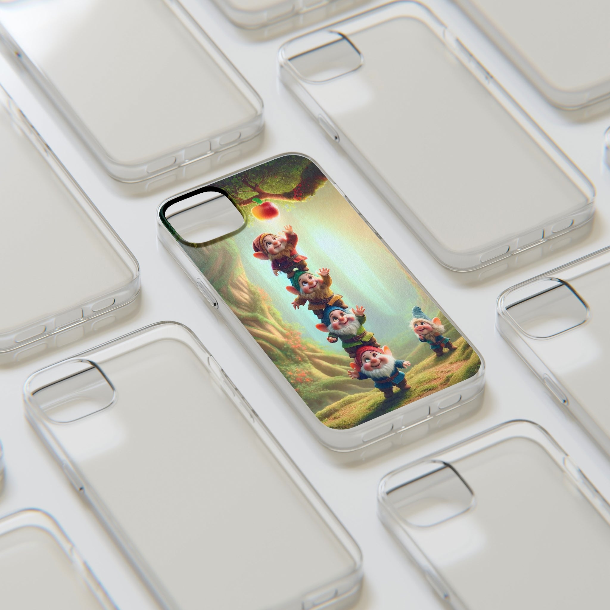 Gnomes reaching an apple - Soft Phone Case