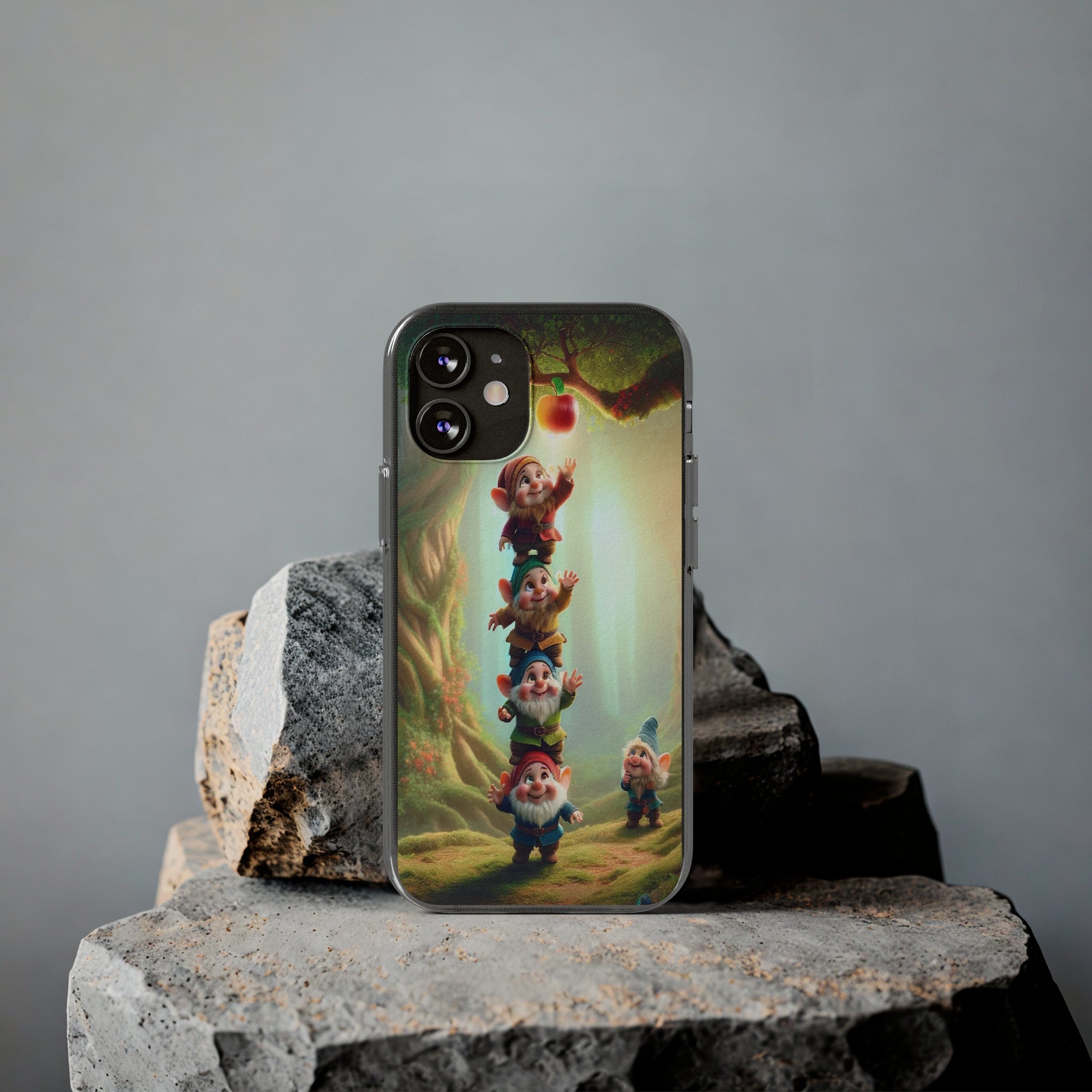 Gnomes reaching an apple - Soft Phone Case