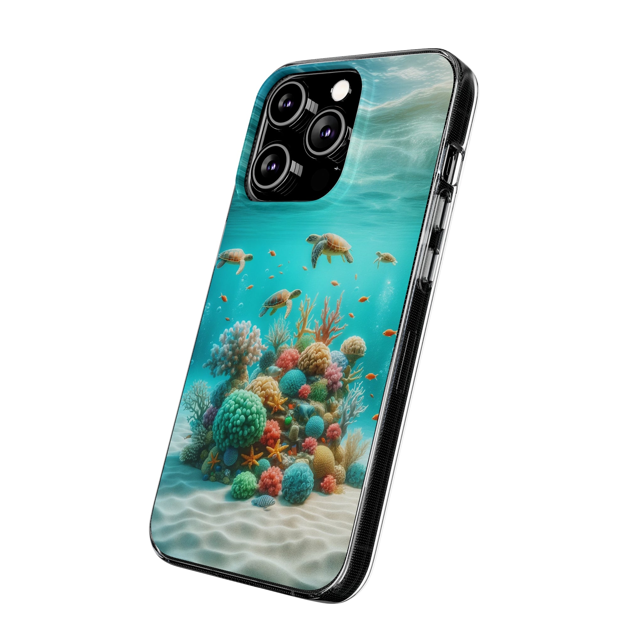 Turtles on coral reef - Soft Phone Case