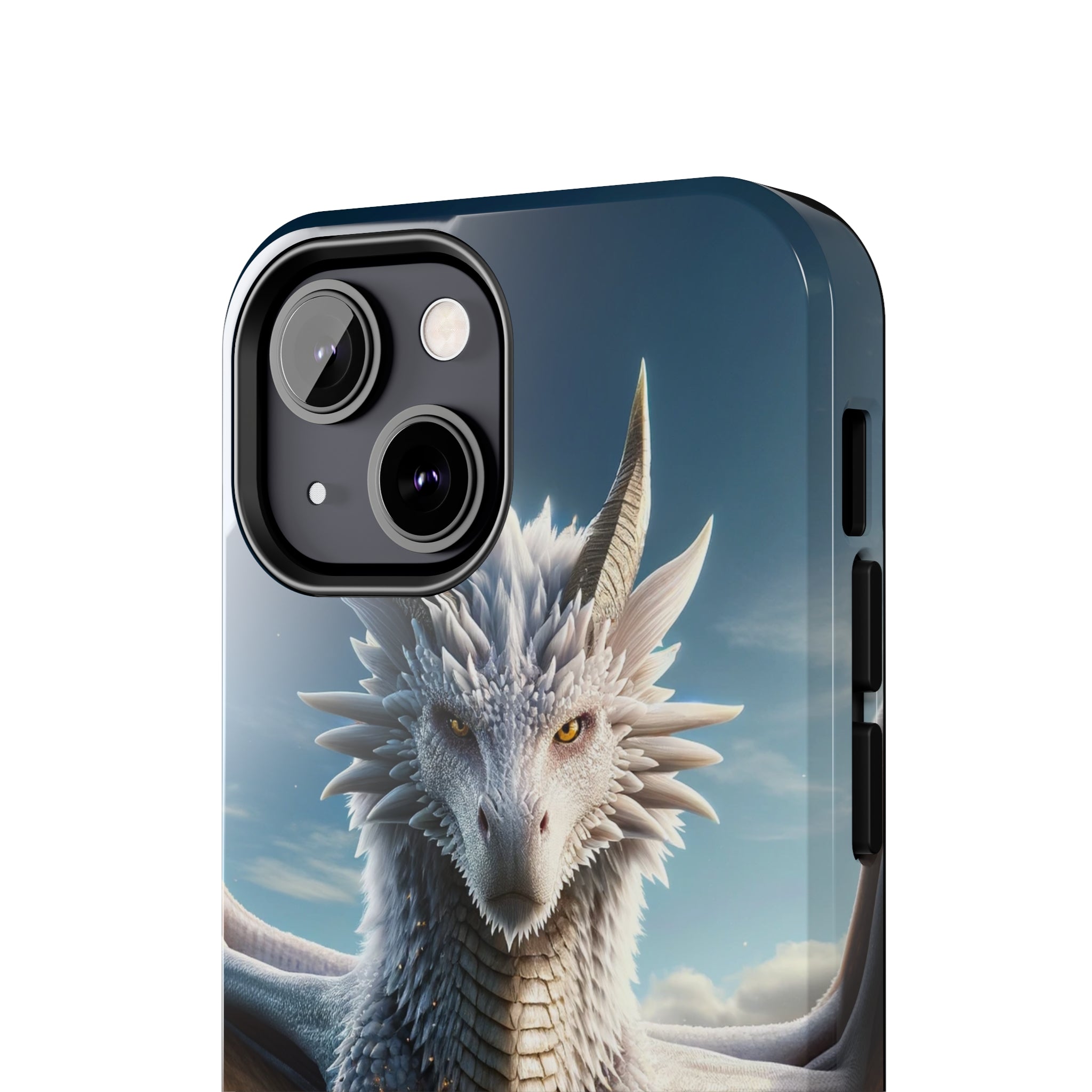 White dragon on a rock - Tough Phone Case