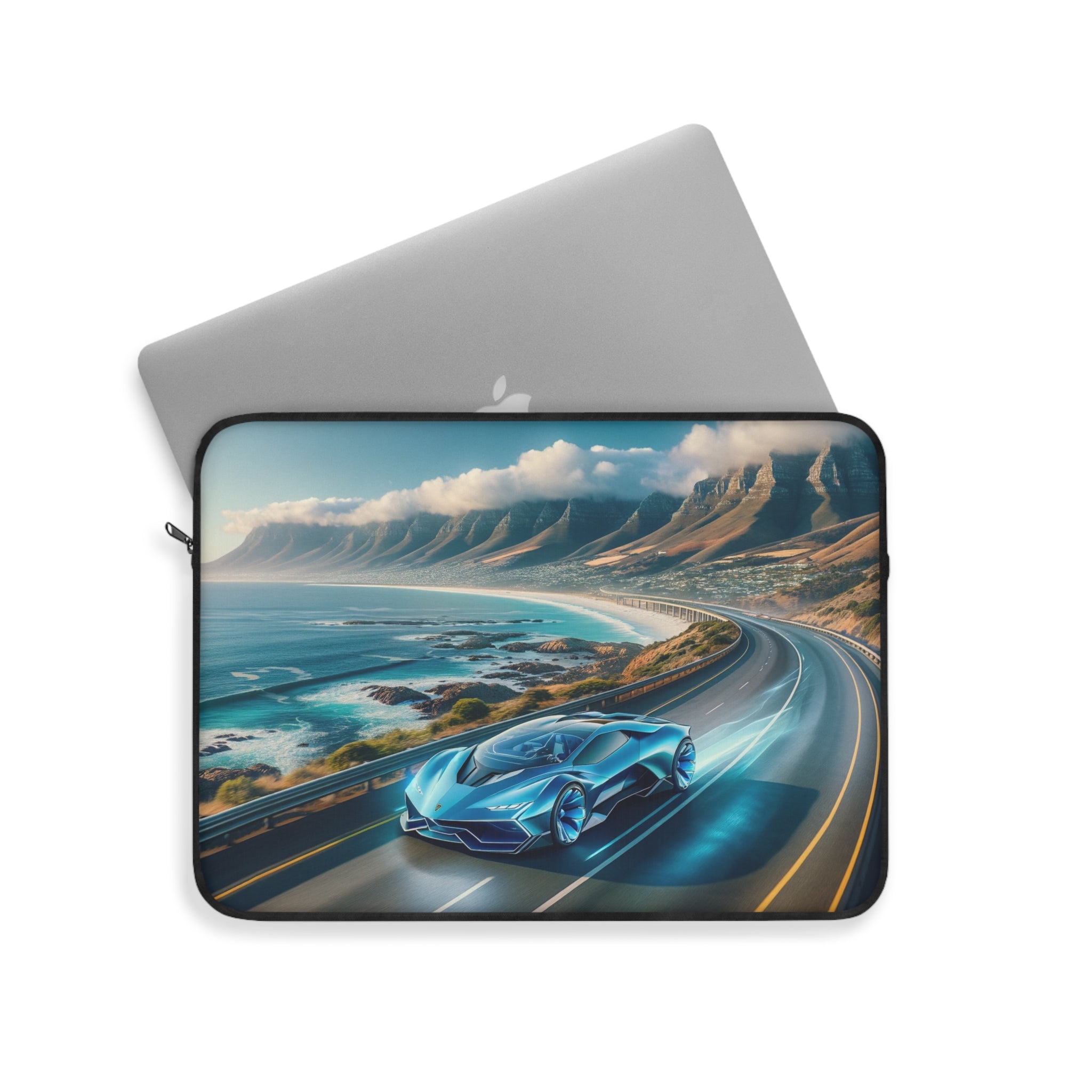 Blue car driving in Cape town - Laptop Sleeve