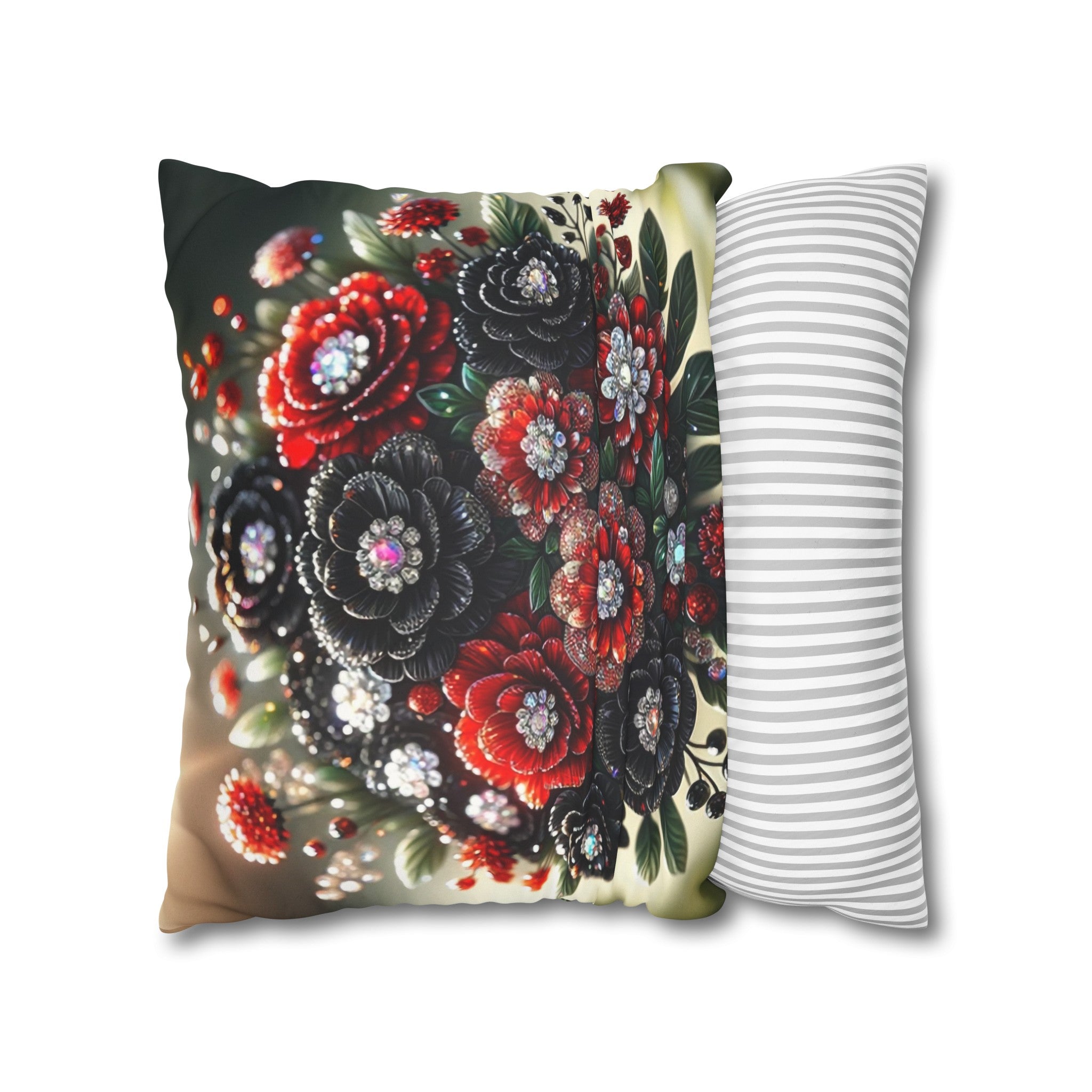 Black and Red Bouquet (2) - Suede Square Pillowcase