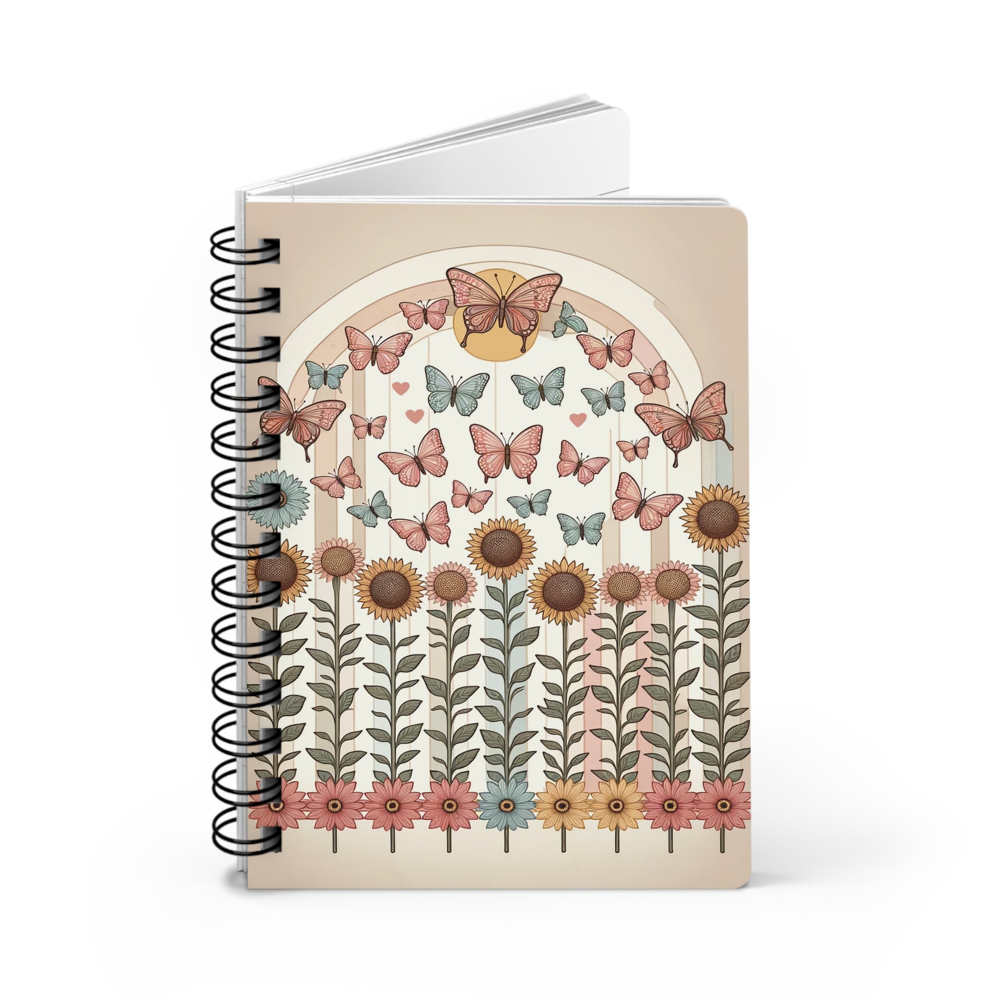 Butterflies and sunflowers 2 - Spiral Notebook