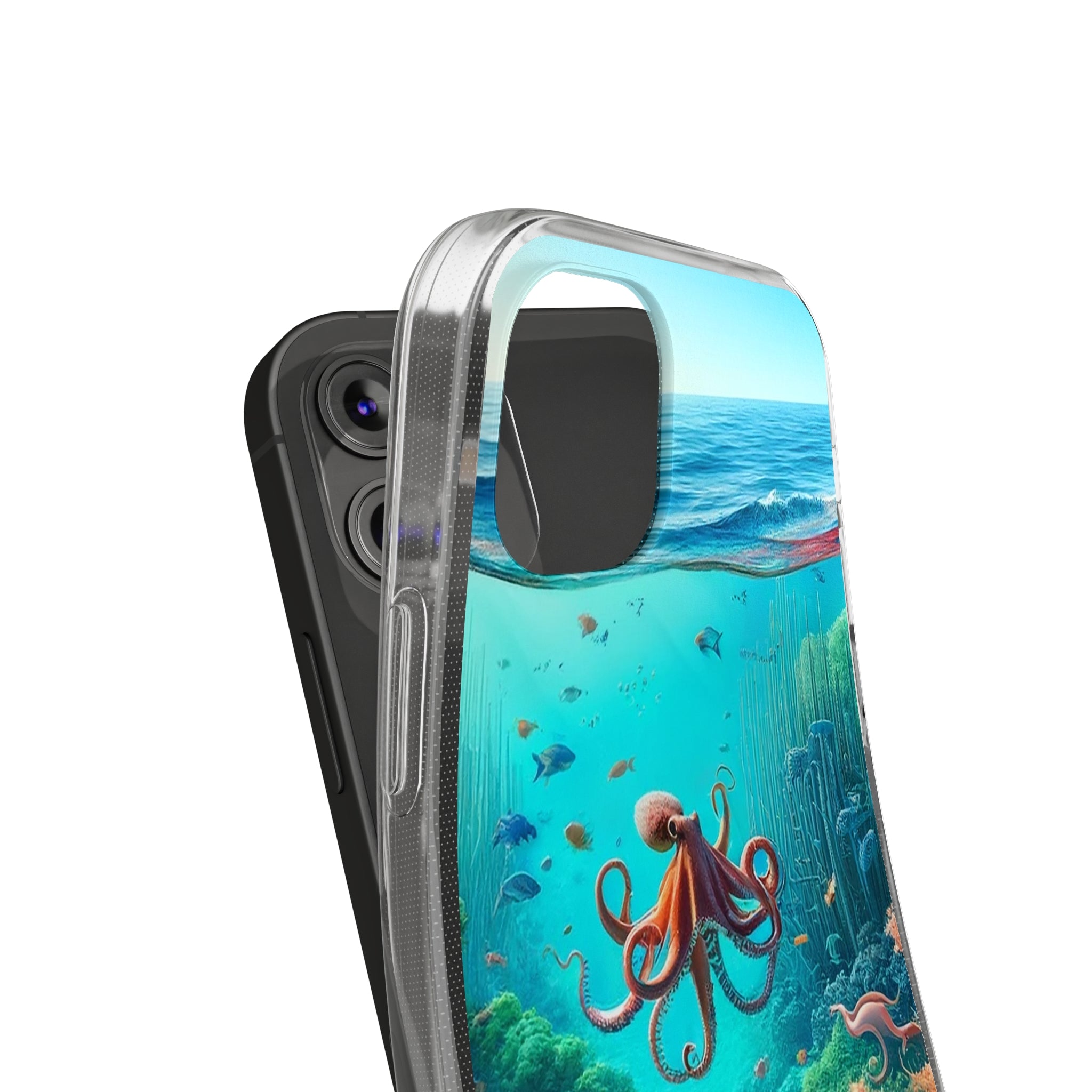 Octopus in turquoise water - Soft Phone Case