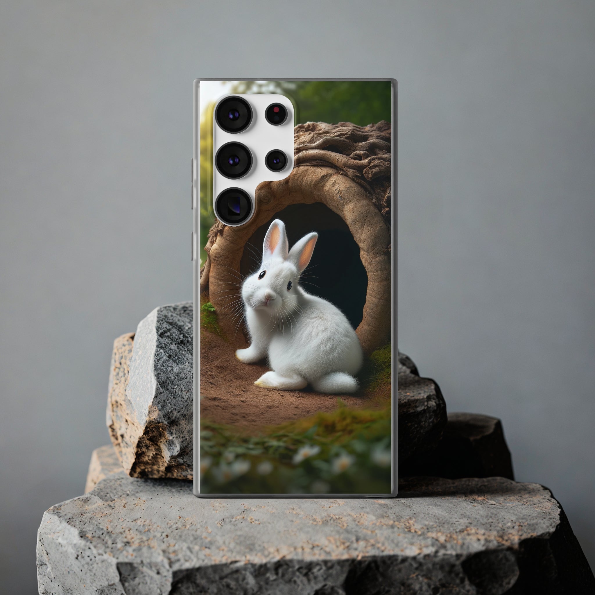 Curious, white rabbit - Flexi Case (Samsung only)