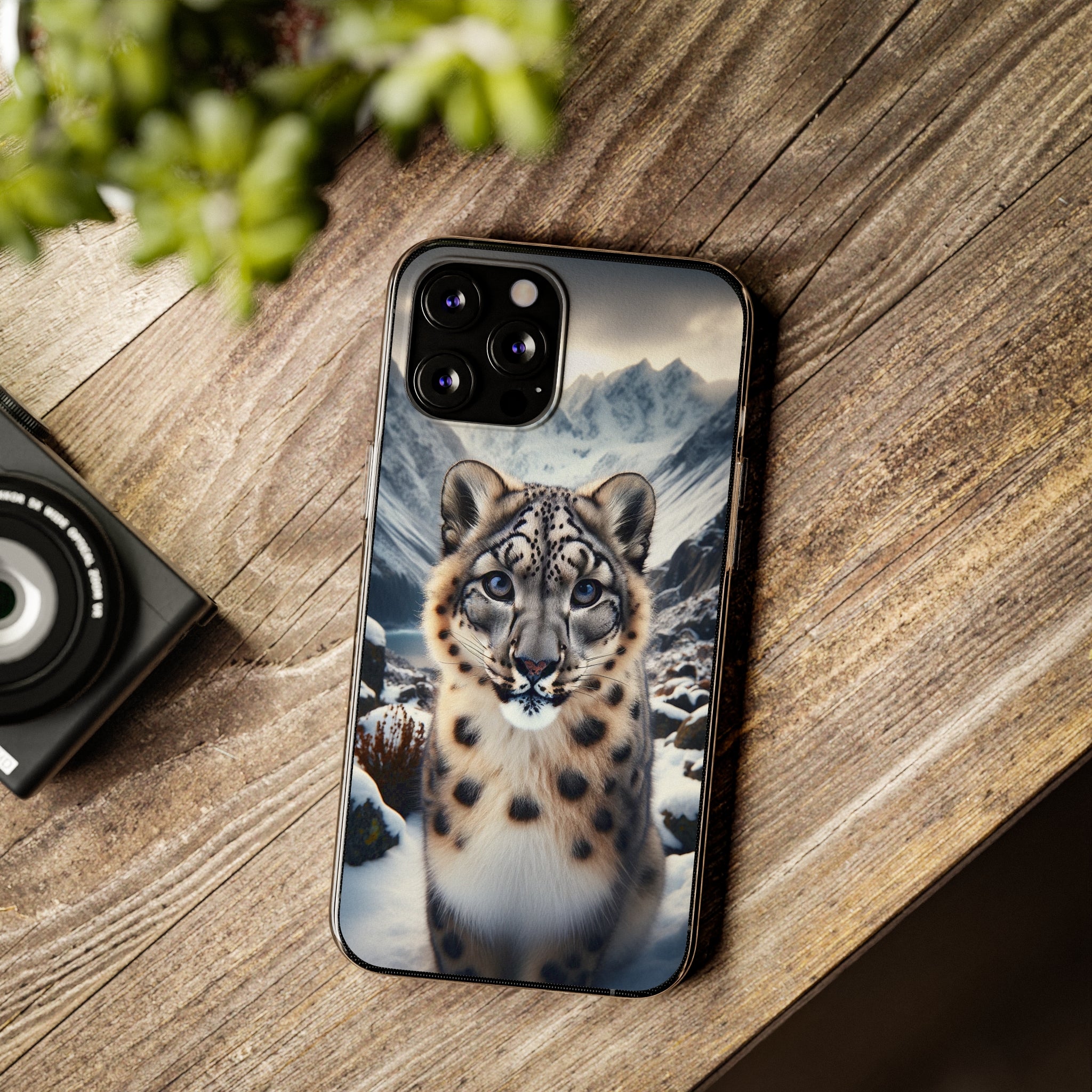 Curious Snow Leopard - Soft Phone Case